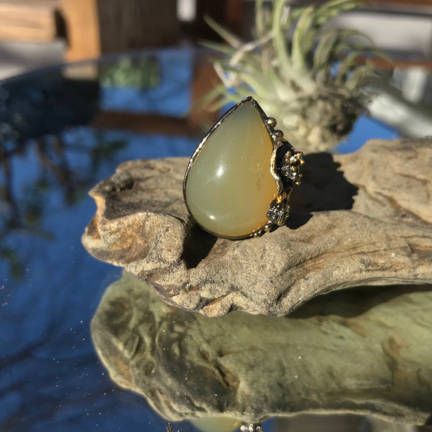 sterling silver Natural opal peridot ring 9 Colors Of Etnika