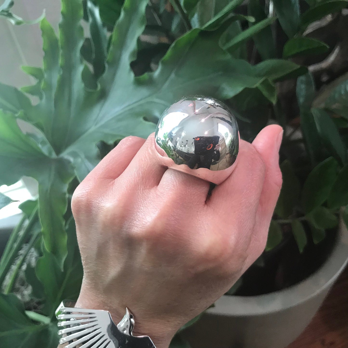 Sterling Silver Modernist Abstract oversize dome Statement Ring 7 8 9 10