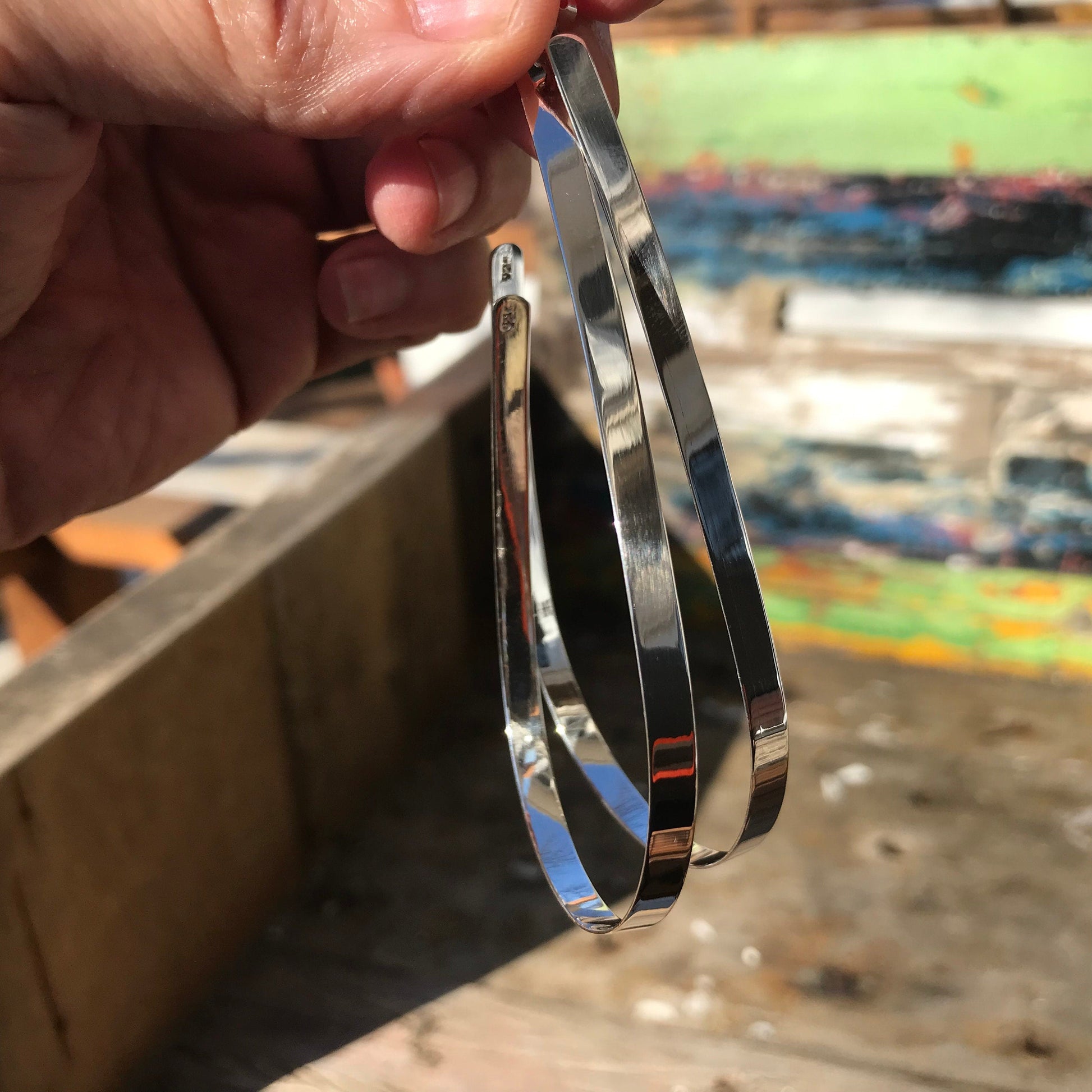 sterling silver Modernist polish Oversize hoops Earrings Colors Of Etnika