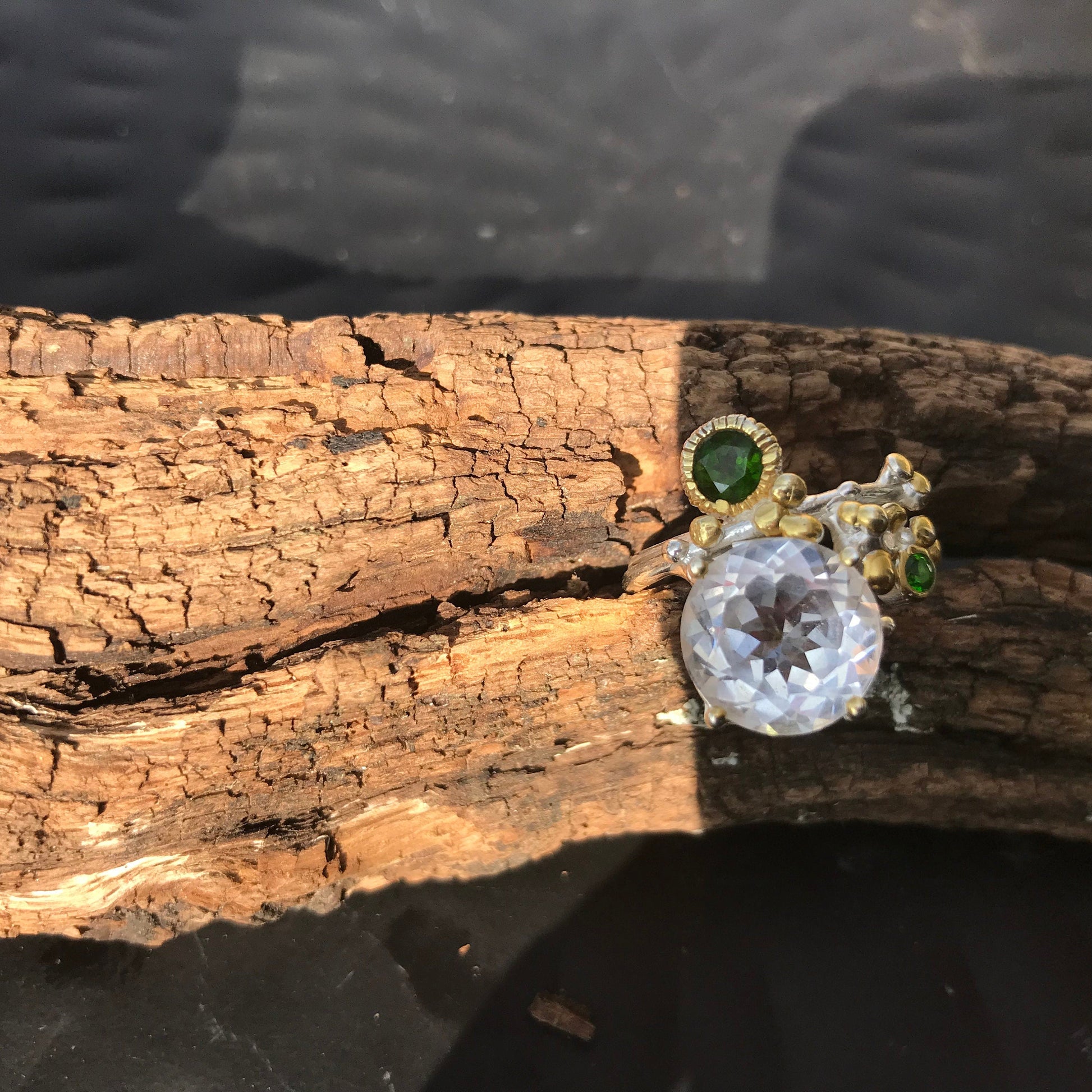sterling silver natural quartz  ring 8.5 Colors Of Etnika