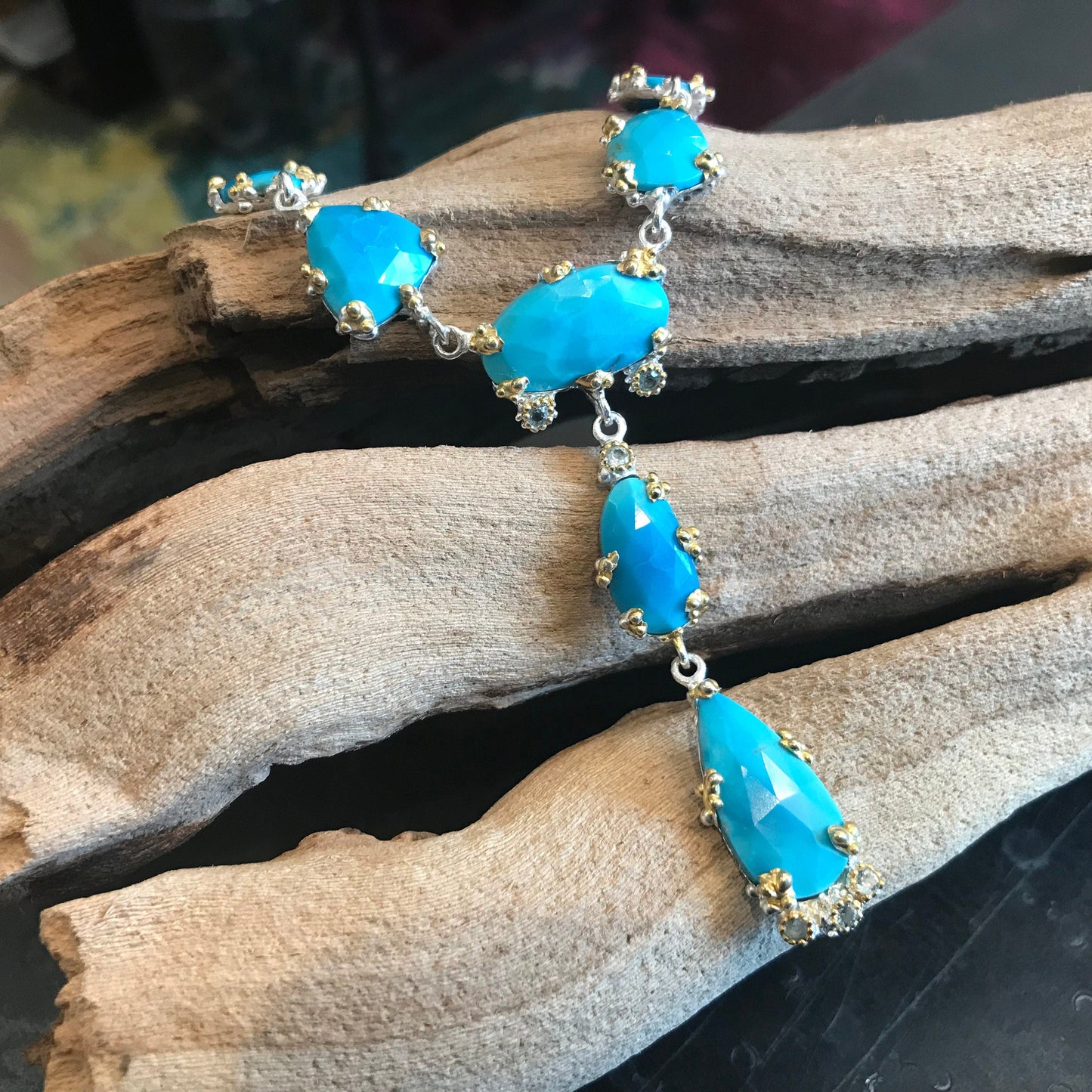 Sterling Silver turquoise statement Etnika necklace Colors Of Etnika