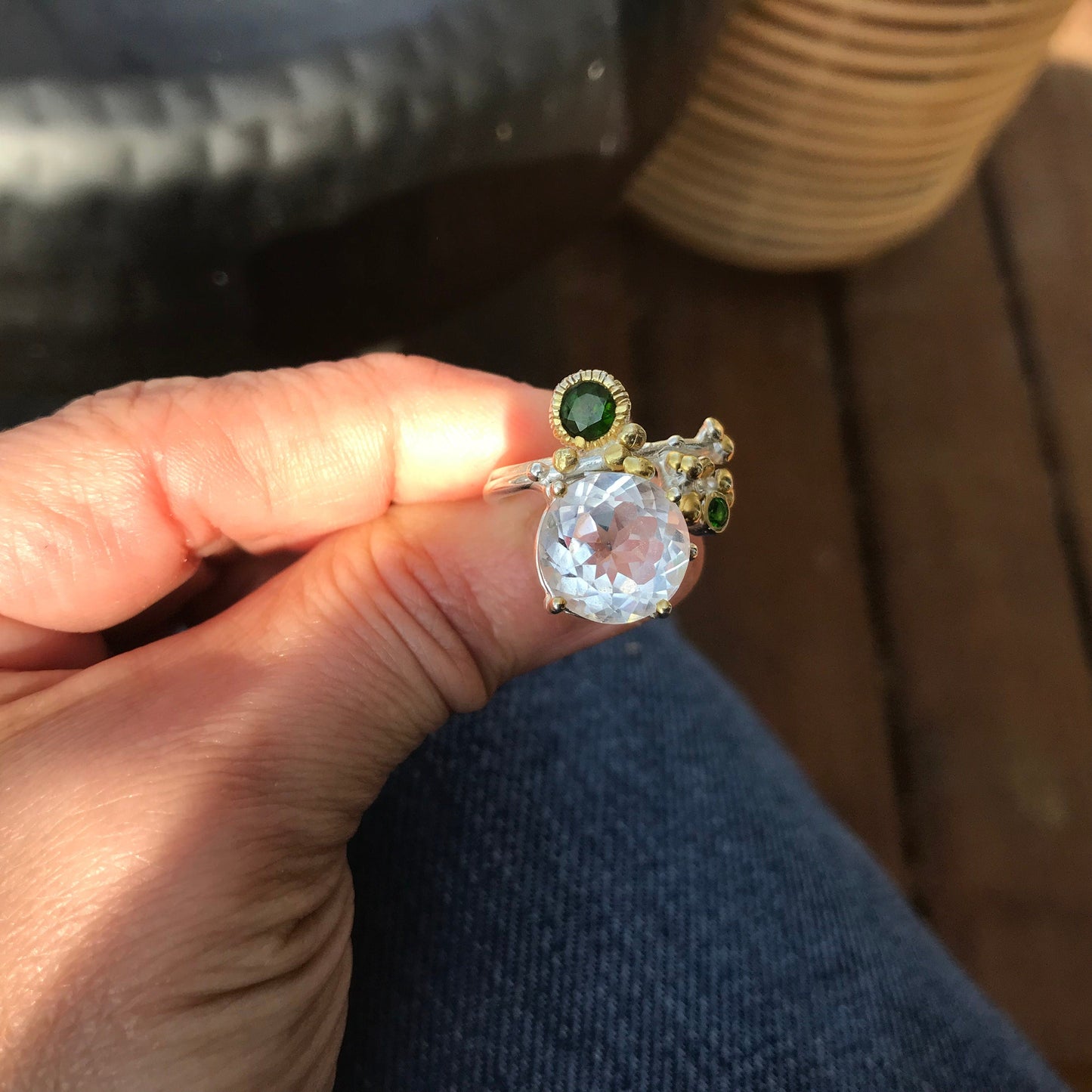 sterling silver natural quartz  ring 8.5 Colors Of Etnika