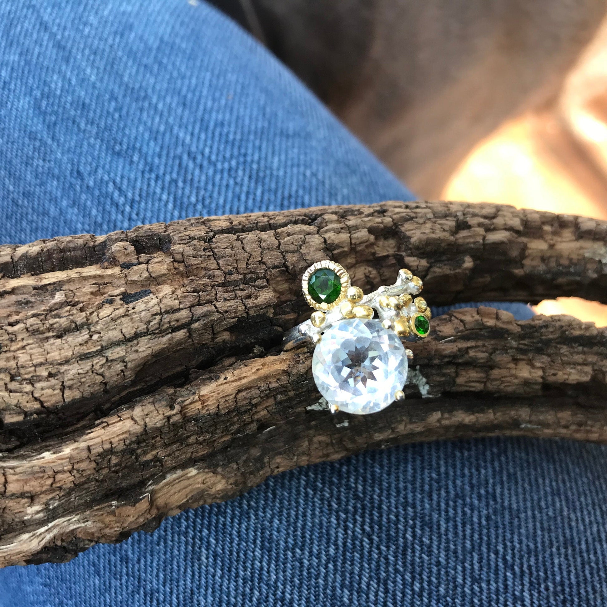 sterling silver natural quartz  ring 8.5 Colors Of Etnika