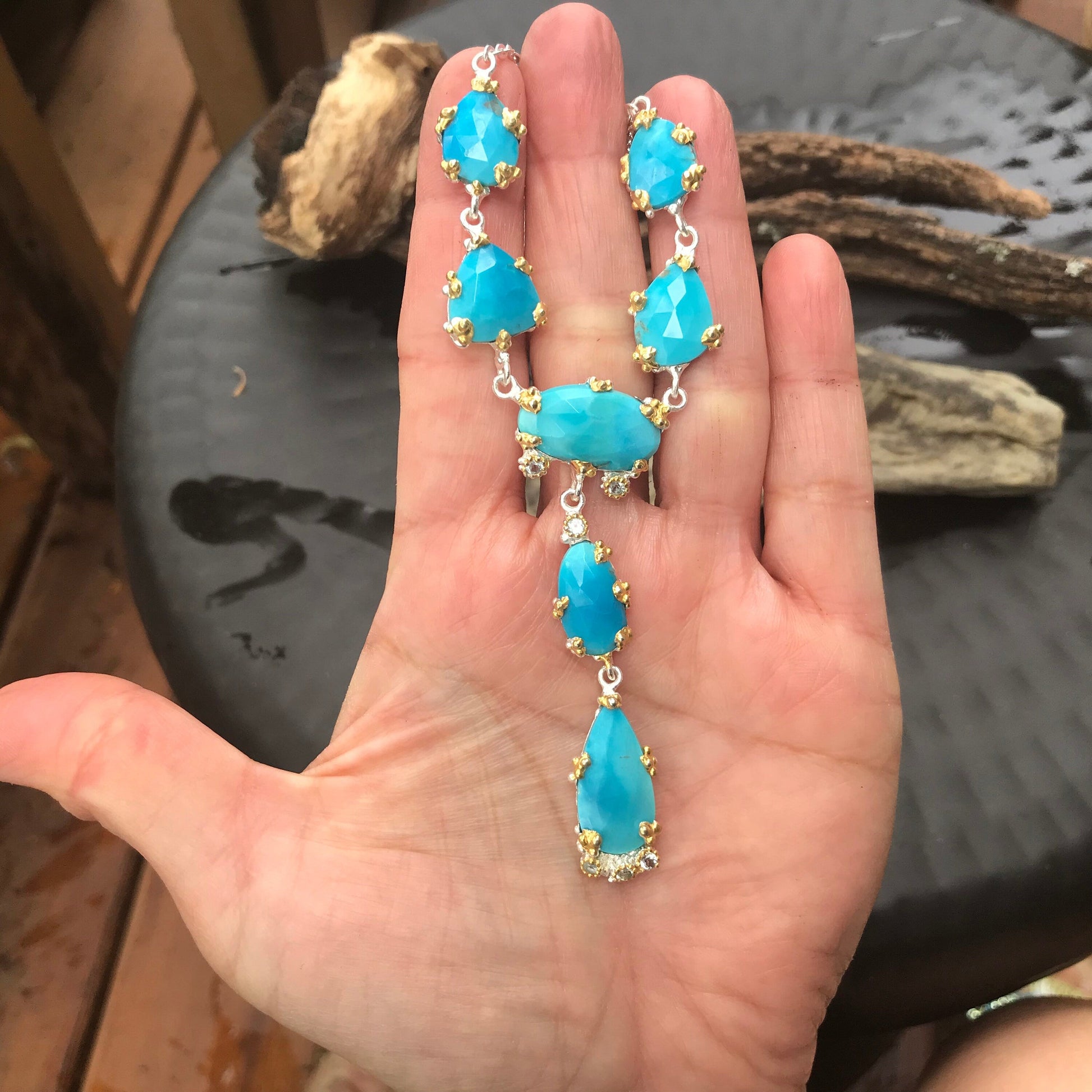 Sterling Silver turquoise statement Etnika necklace Colors Of Etnika