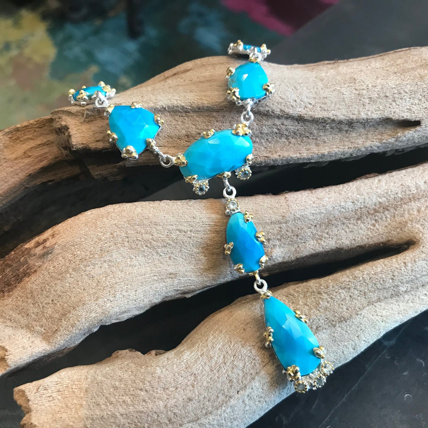 Sterling Silver turquoise statement Etnika necklace Colors Of Etnika
