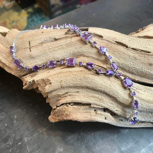Amethyst  Statement Sterling Silver Necklace collar