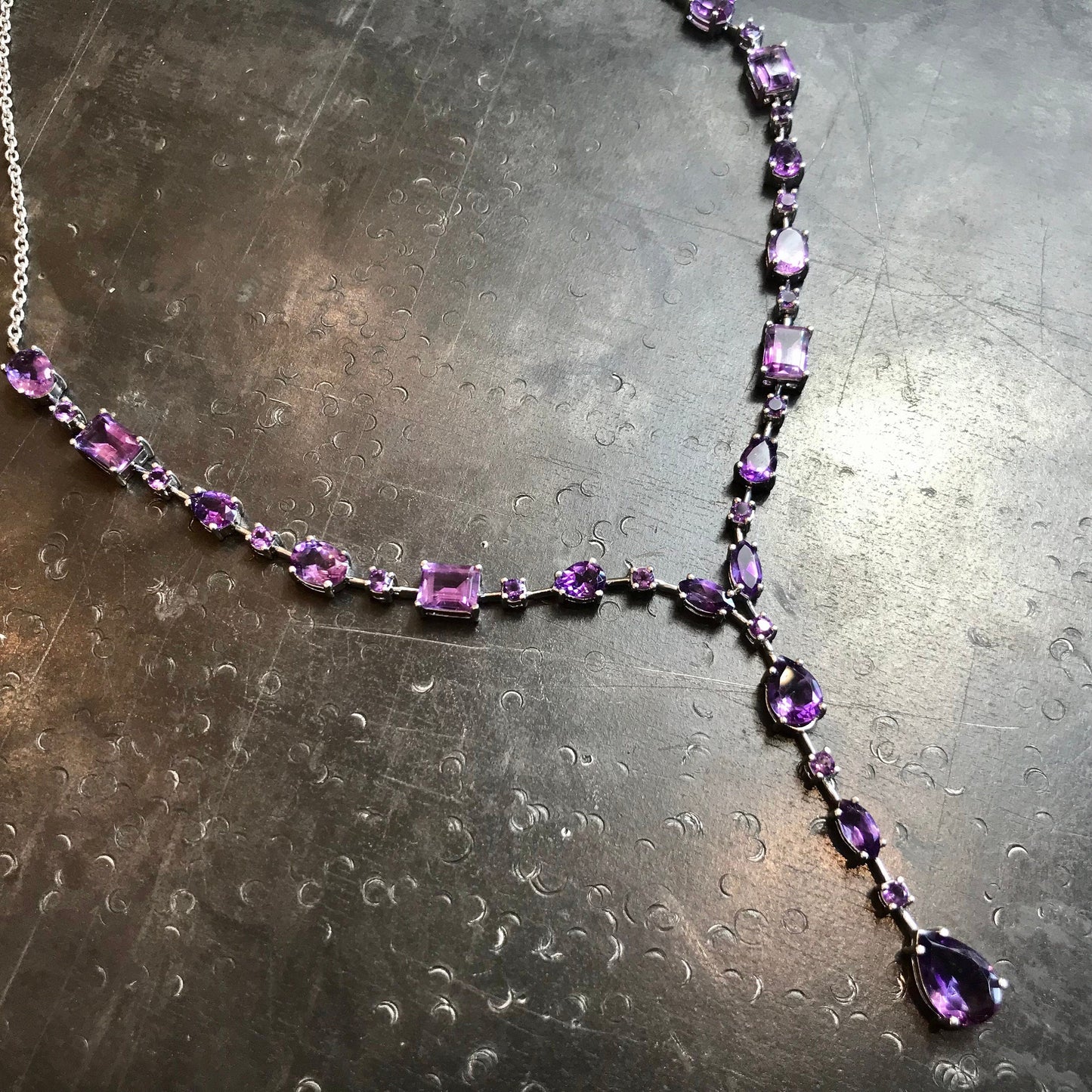Amethyst  Statement Sterling Silver Necklace collar Colors Of Etnika