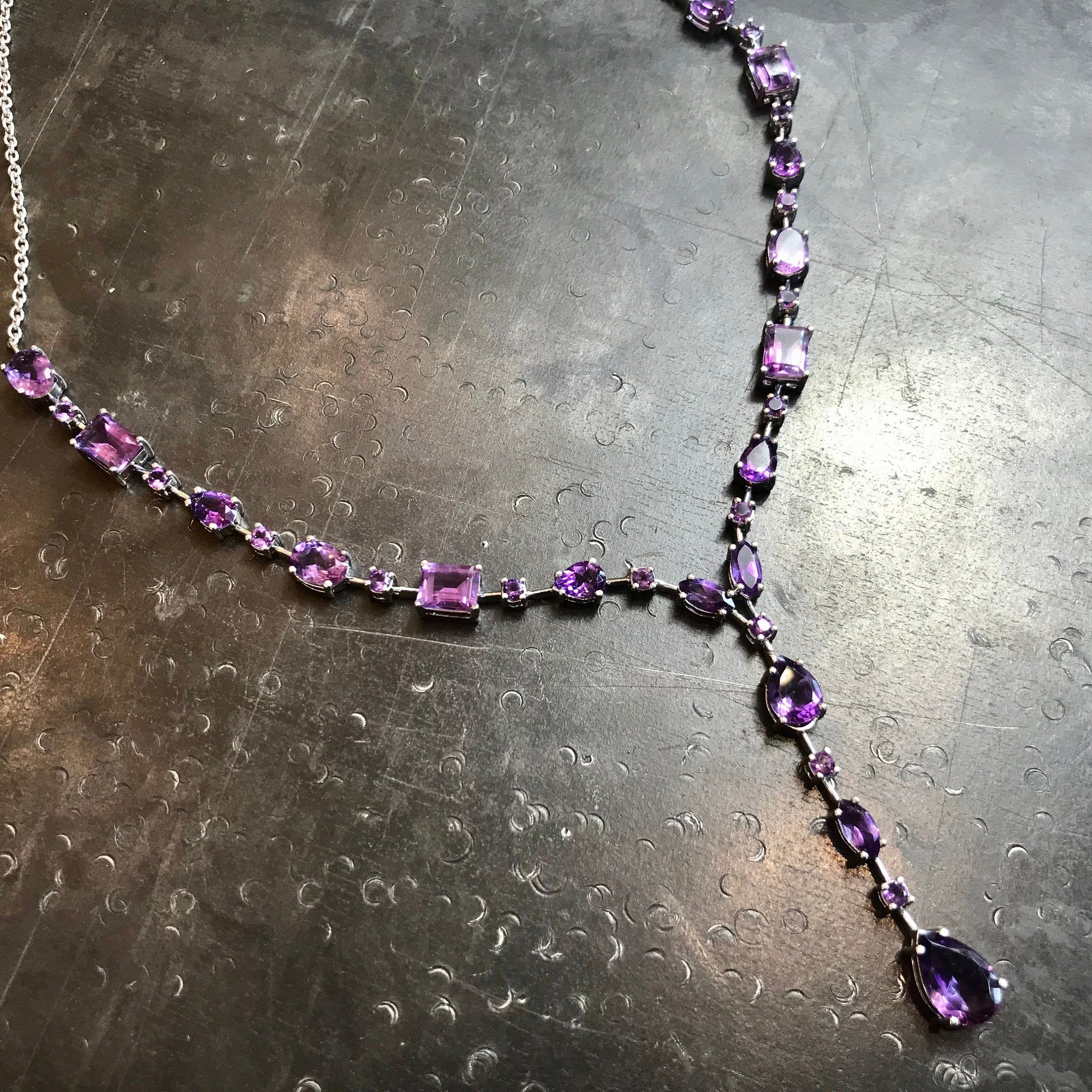 Amethyst  Statement Sterling Silver Necklace collar Colors Of Etnika