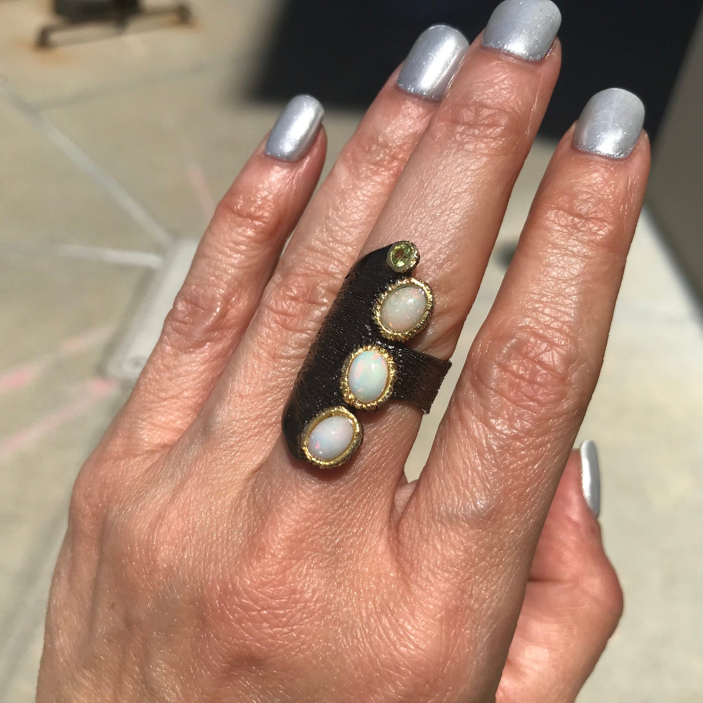sterling silver natural natural opal band ring 7.5 Colors Of Etnika