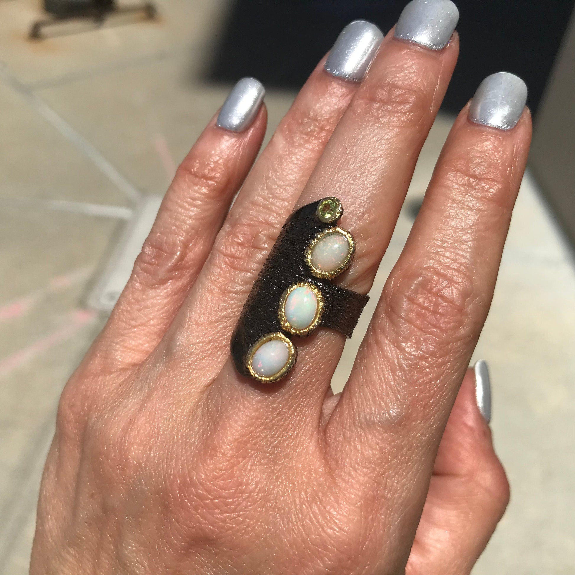 sterling silver natural natural opal band ring 7.5 Colors Of Etnika