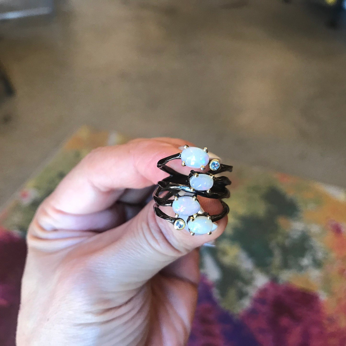 Sterling Silver Fire opal topaz  Ring 6.5 Colors Of Etnika