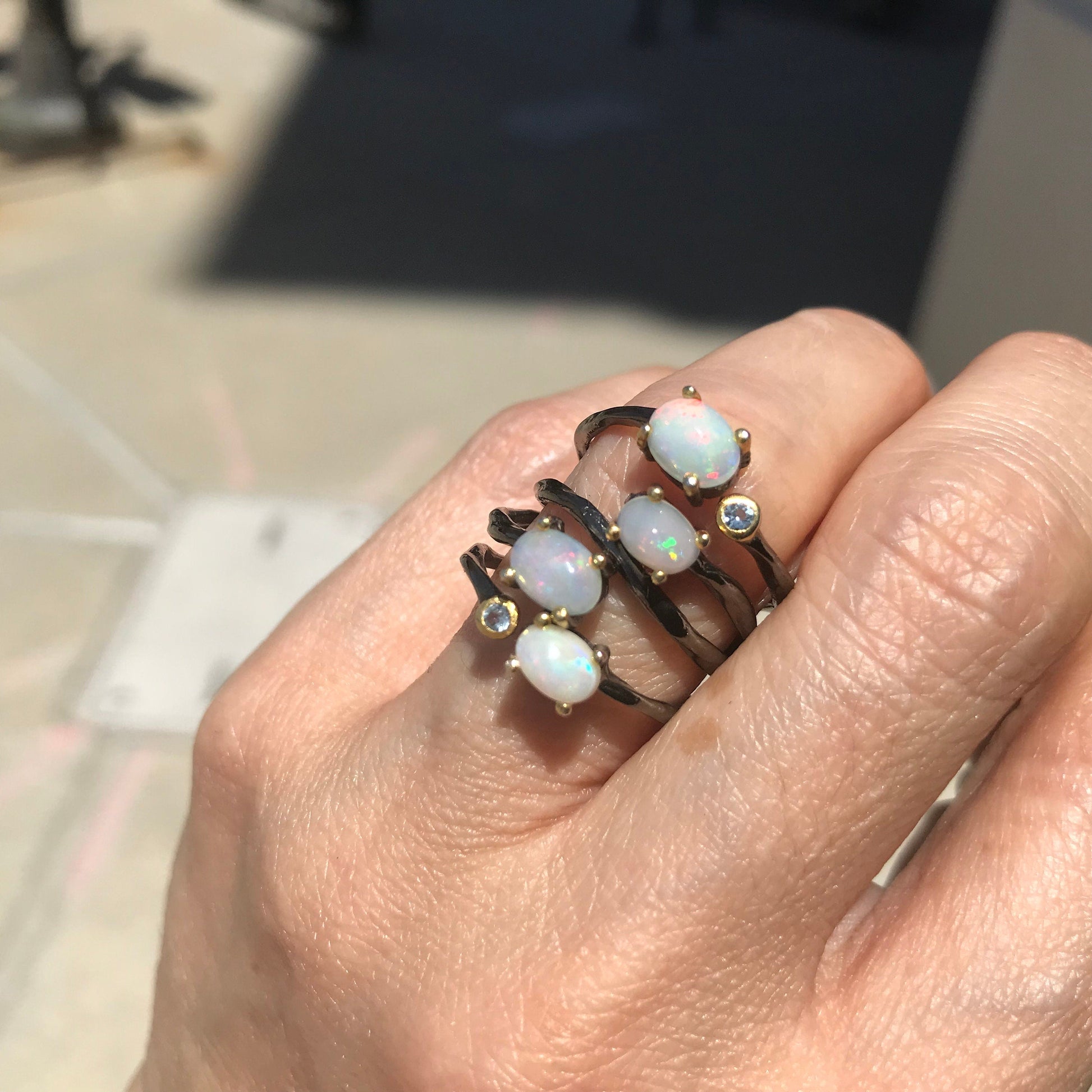 Sterling Silver Fire opal topaz  Ring 6.5 Colors Of Etnika