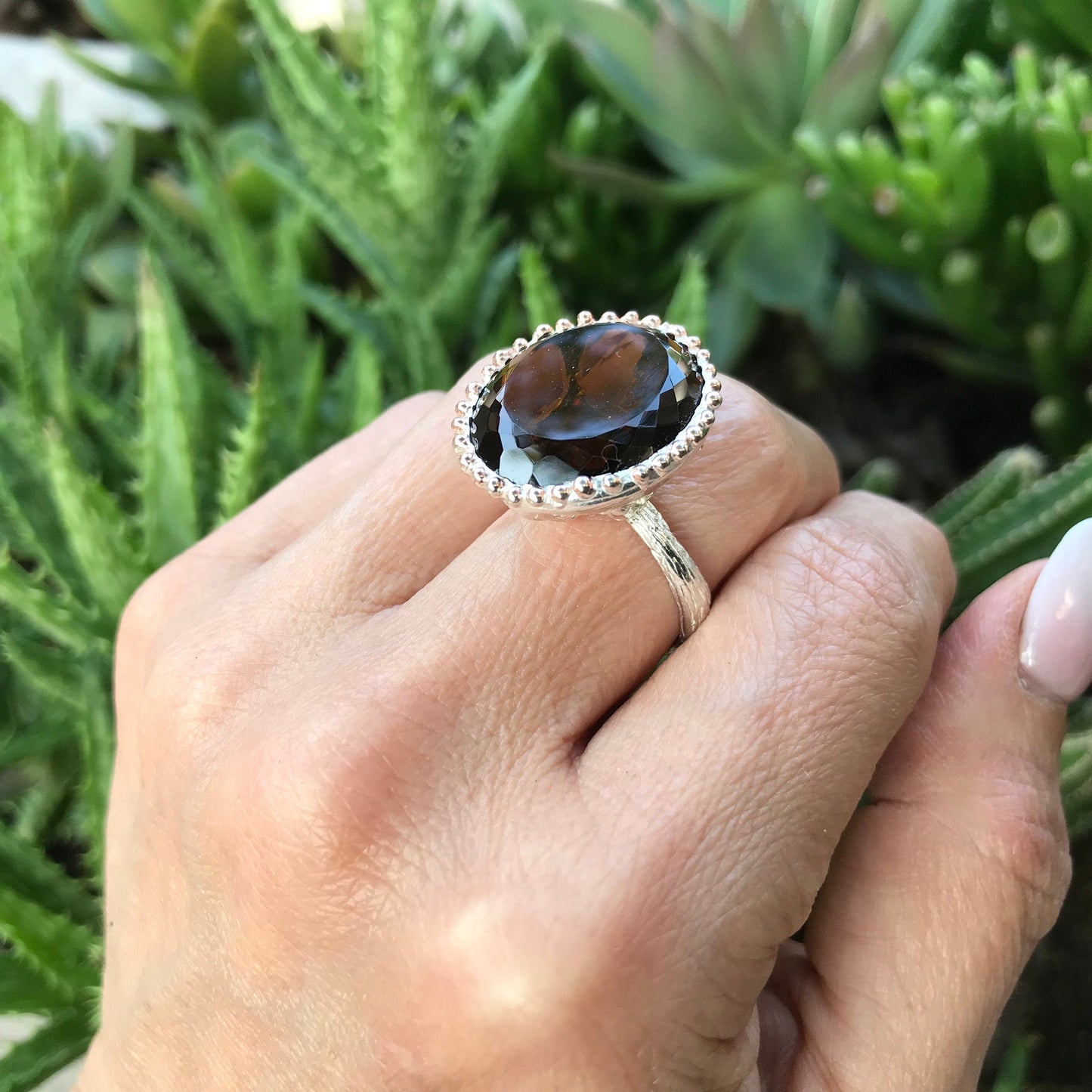 sterling silver cognac quartz statement ring modernist ring 9 Colors Of Etnika