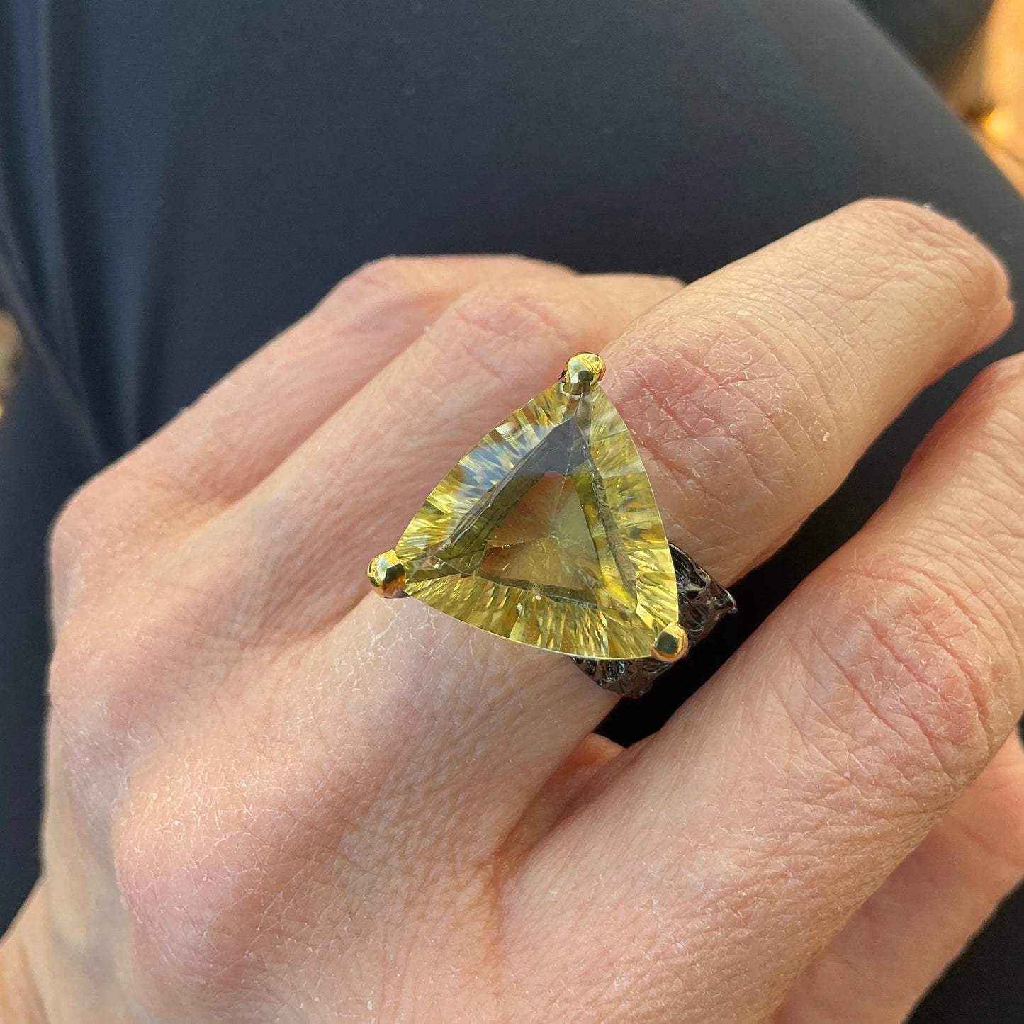 Handmade Sterling Silver lemon quartz  statement Ring 7.5 Colors Of Etnika