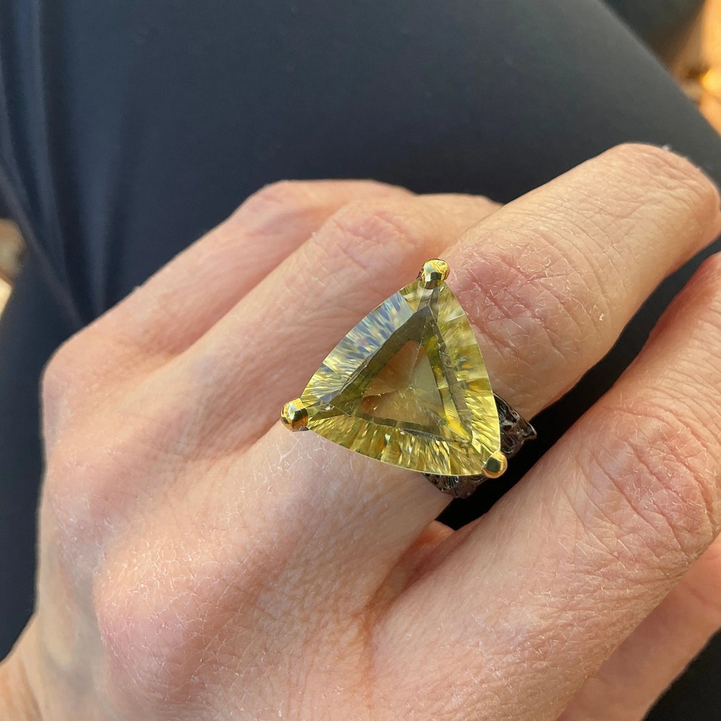 Handmade Sterling Silver lemon quartz  statement Ring 7.5 Colors Of Etnika