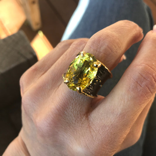 sterling silver natural lemon quartz band ring 7