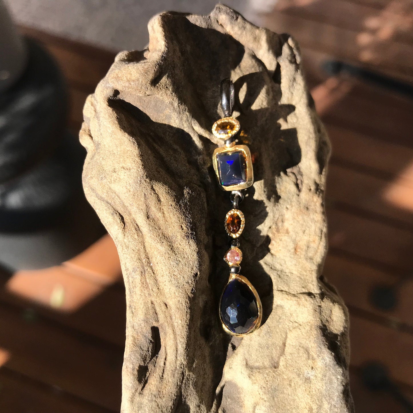 Natural black  Rainbow opal Sterling Silver  pendant for Necklace Colors Of Etnika