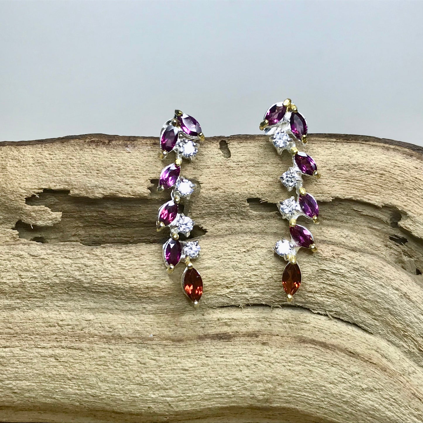 Handmade Sterling Silver Rhodolite Garnet Stud earrings