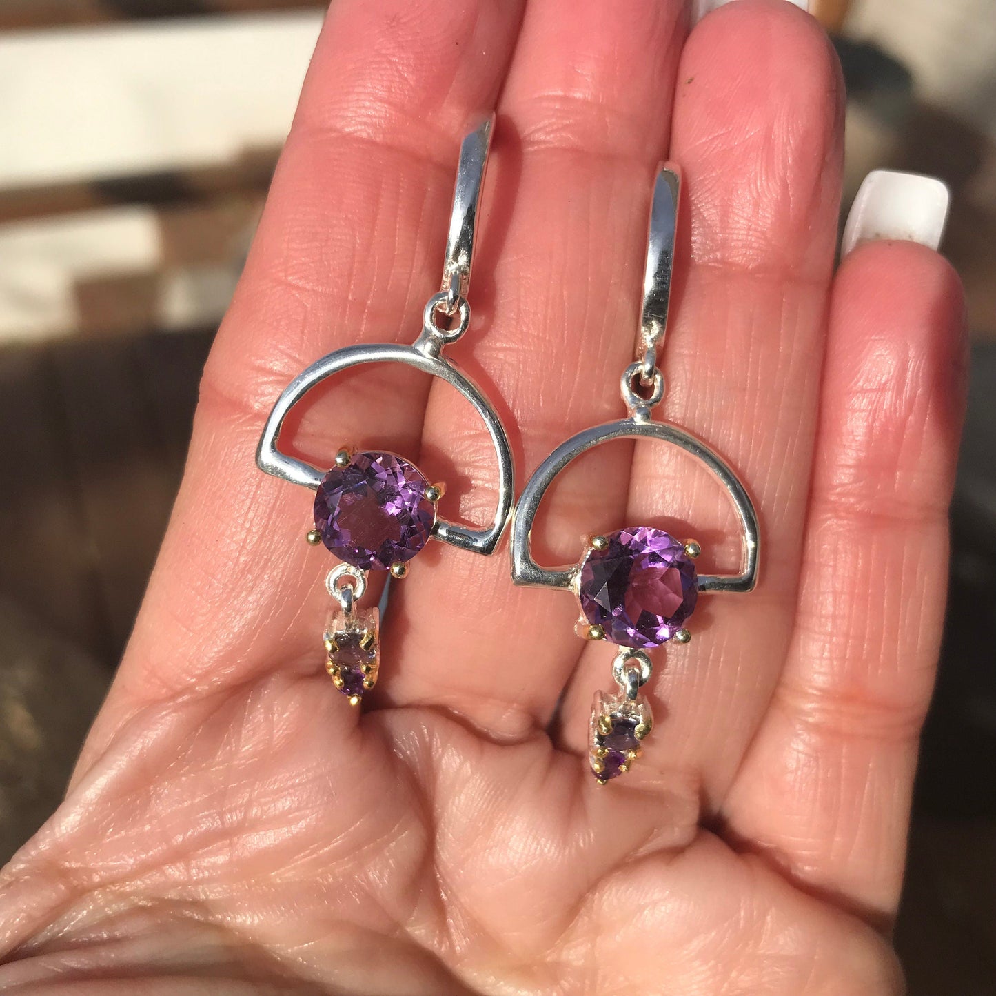 Sterling silver amethyst Lolite dangle earrings Colors Of Etnika