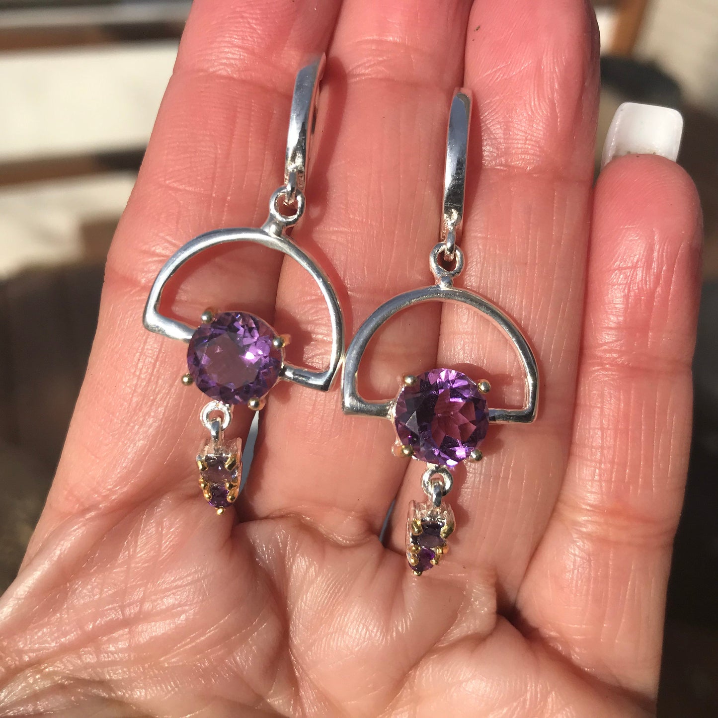 Sterling silver amethyst Lolite dangle earrings Colors Of Etnika