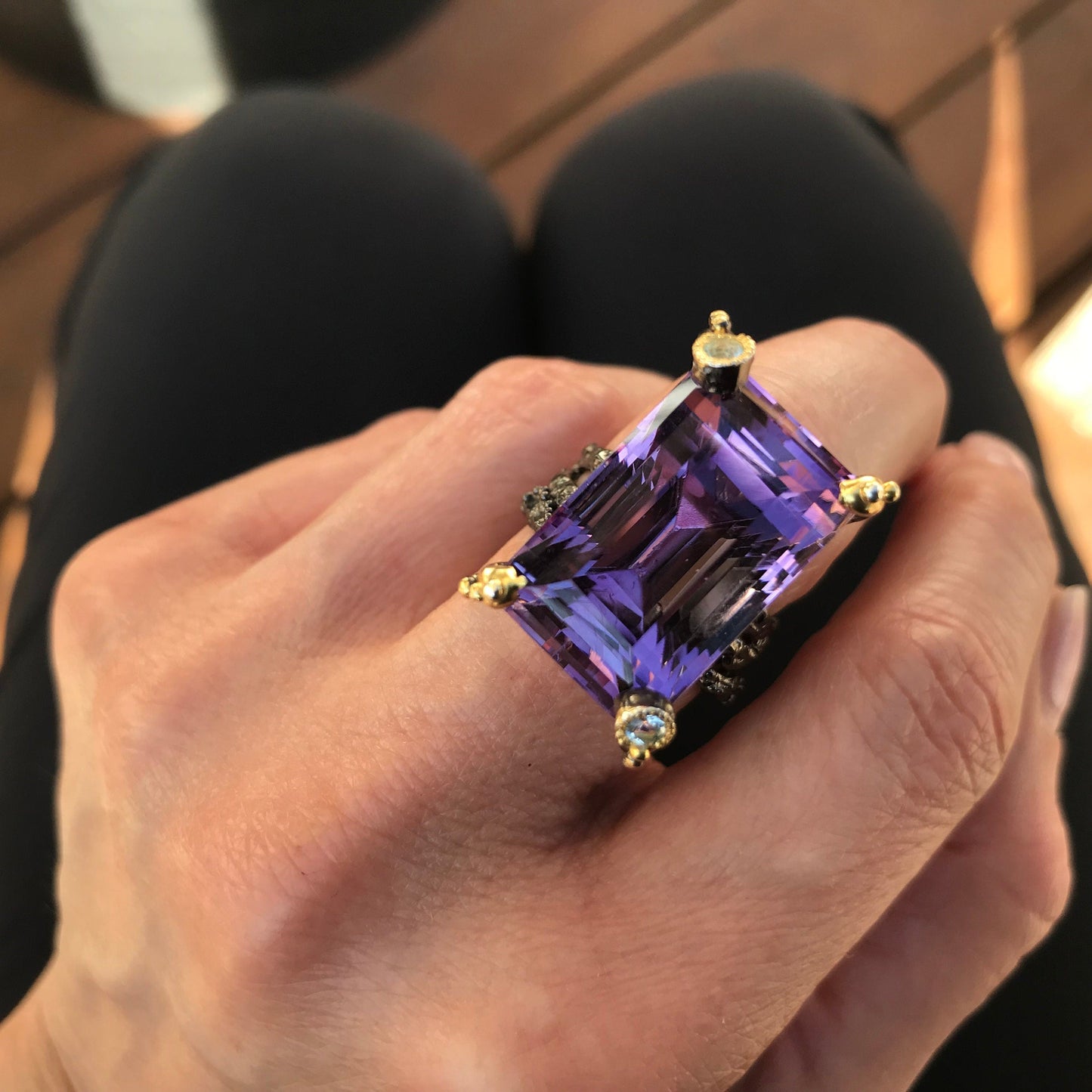 Sterling Silver Statement  38ct dark Amethyst Ring 8 Colors Of Etnika