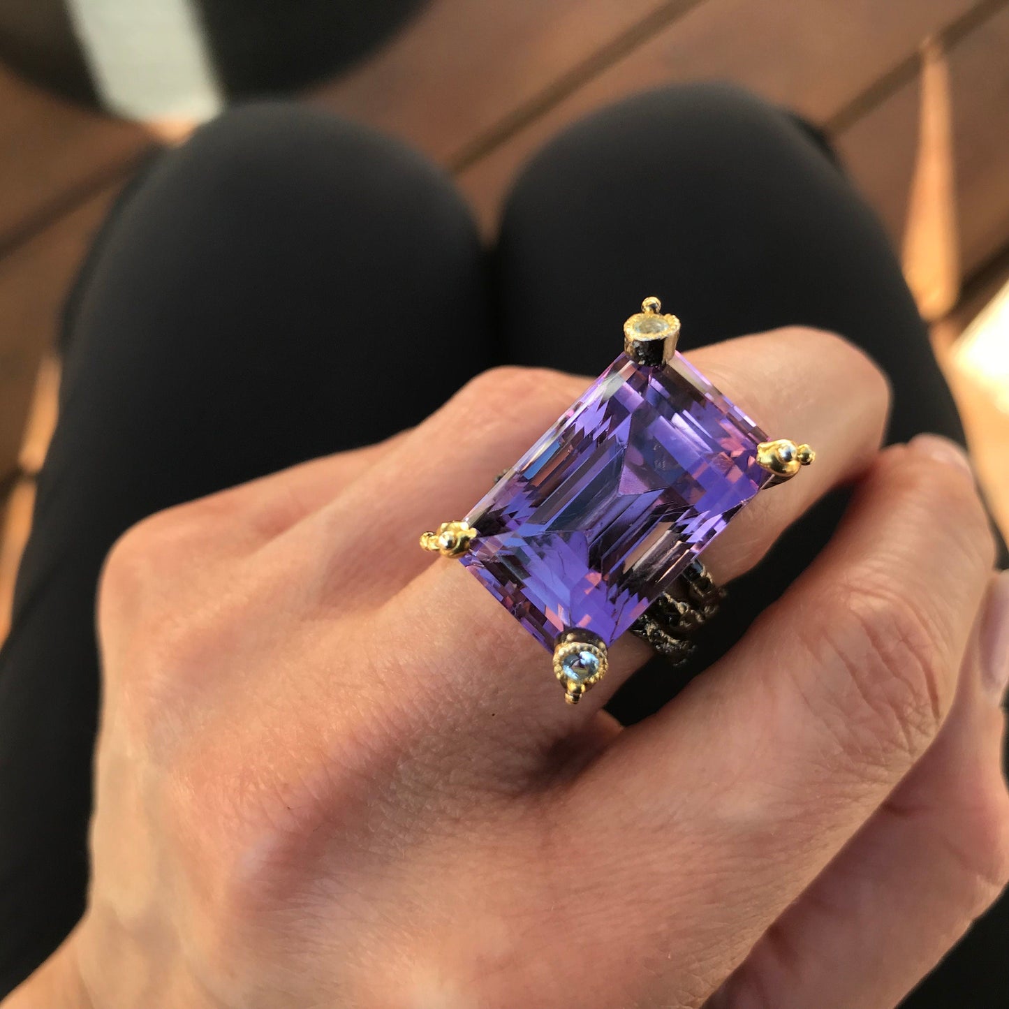 Sterling Silver Statement  38ct dark Amethyst Ring 8 Colors Of Etnika