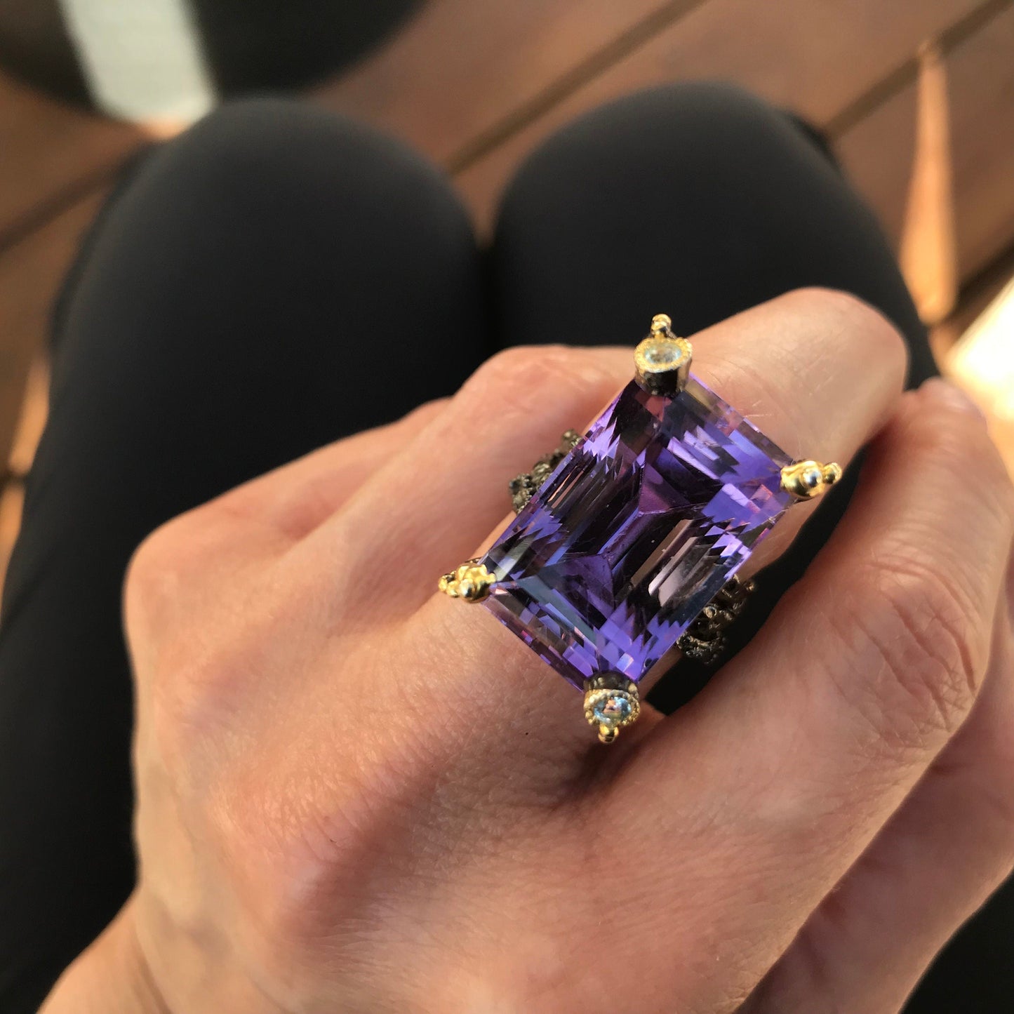 Sterling Silver Statement  38ct dark Amethyst Ring 8 Colors Of Etnika