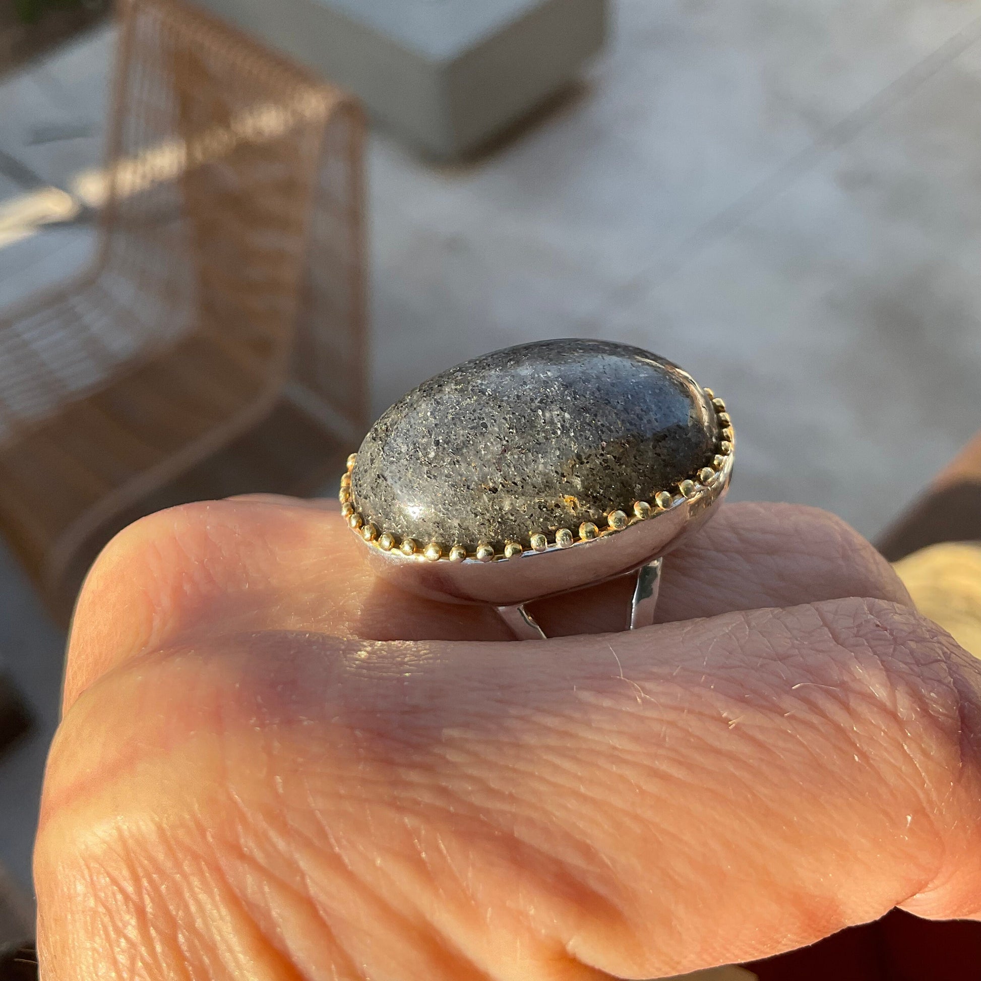 Sterling silver  Sunstone statement  ring 9.5 Colors Of Etnika