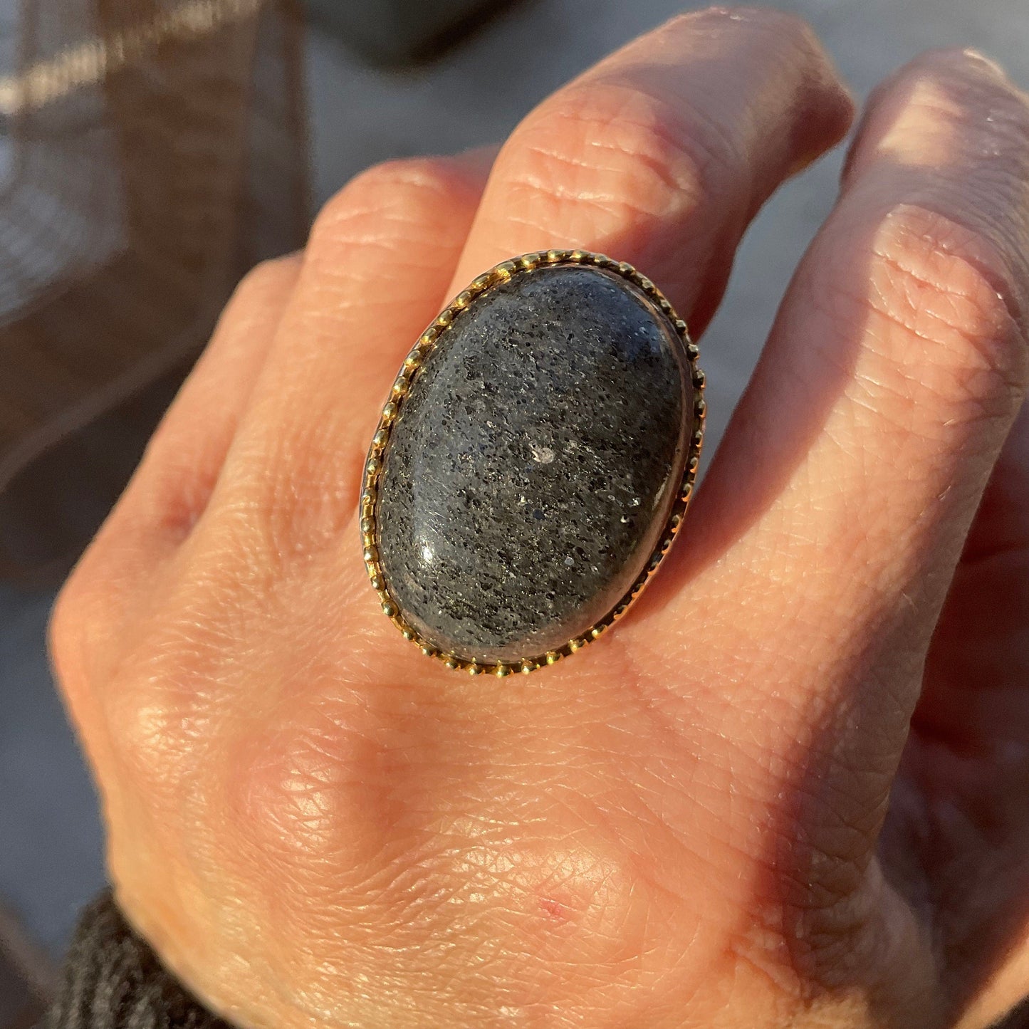 Sterling silver  Sunstone statement  ring 9.5 Colors Of Etnika