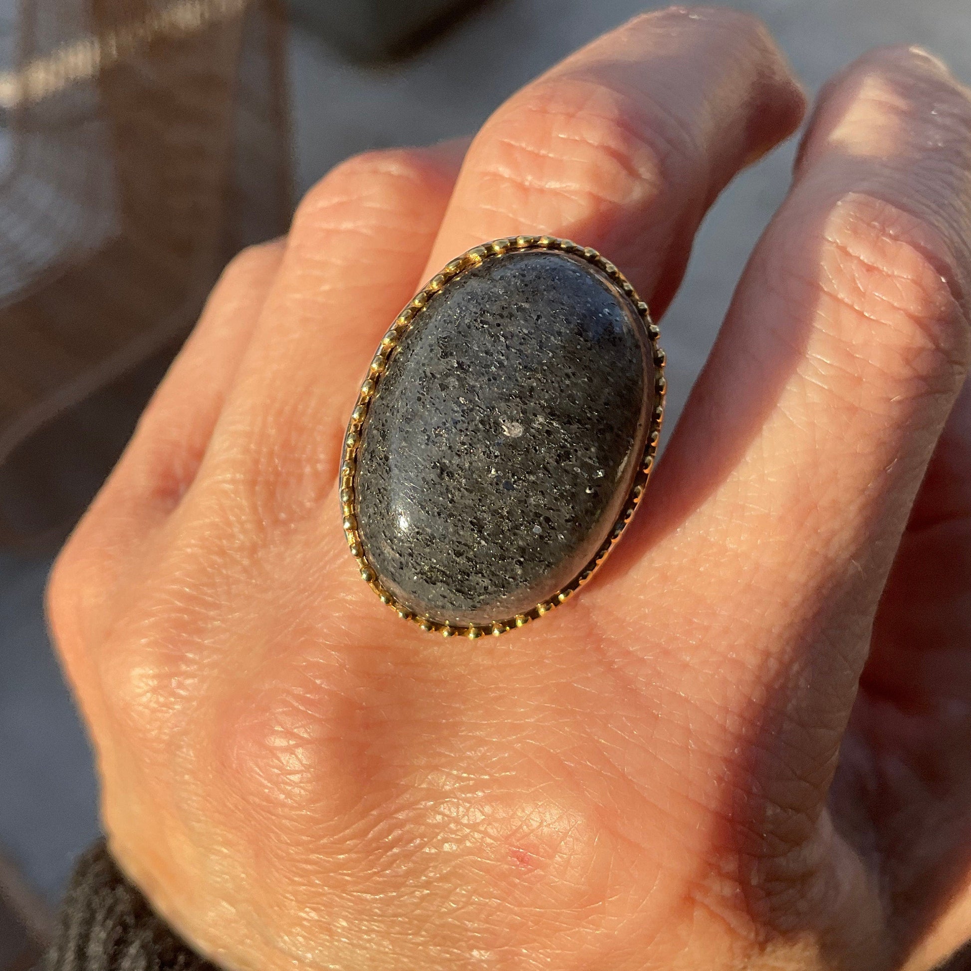 Sterling silver  Sunstone statement  ring 9.5 Colors Of Etnika