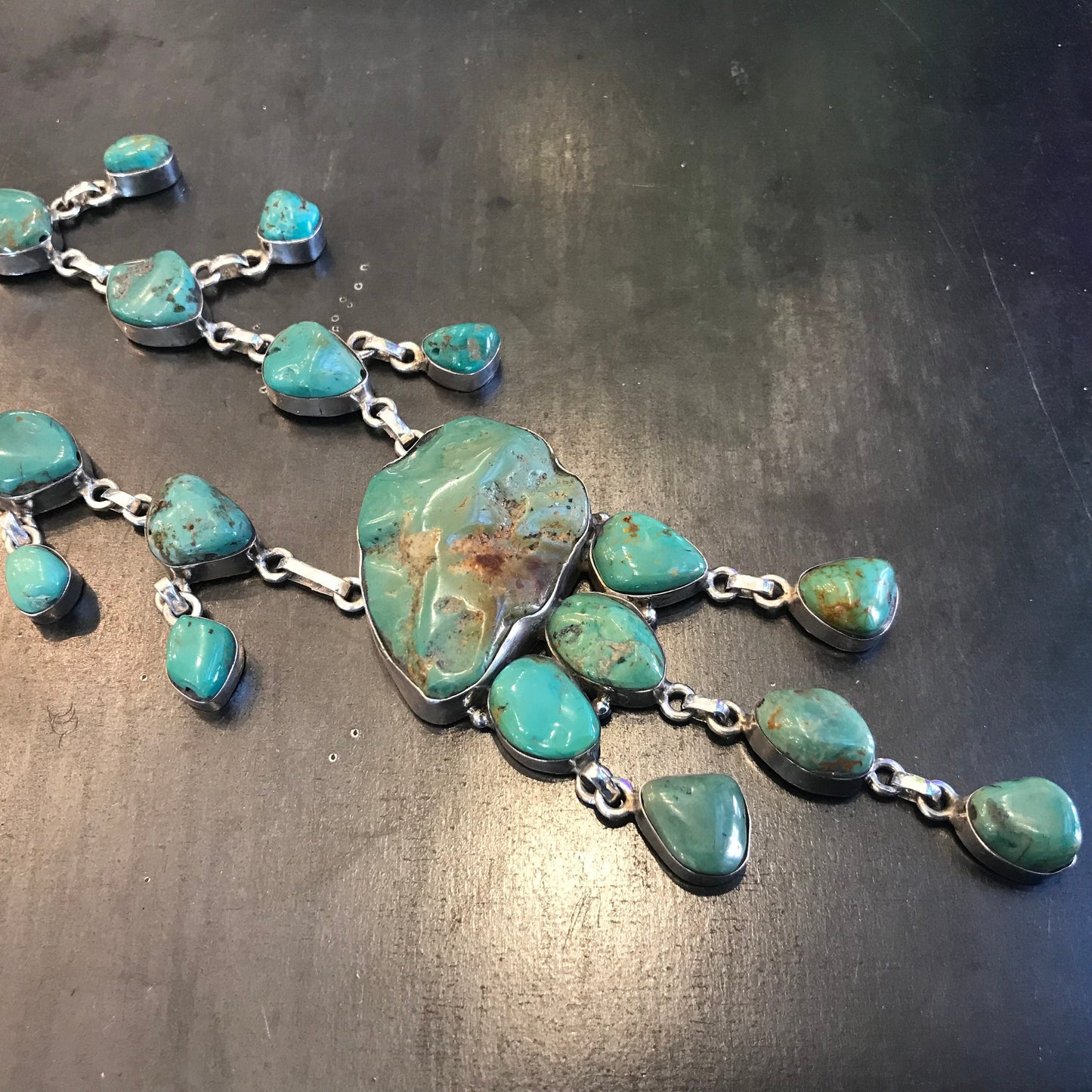 Vintage Sterling Silver Turquoise Statement Necklace