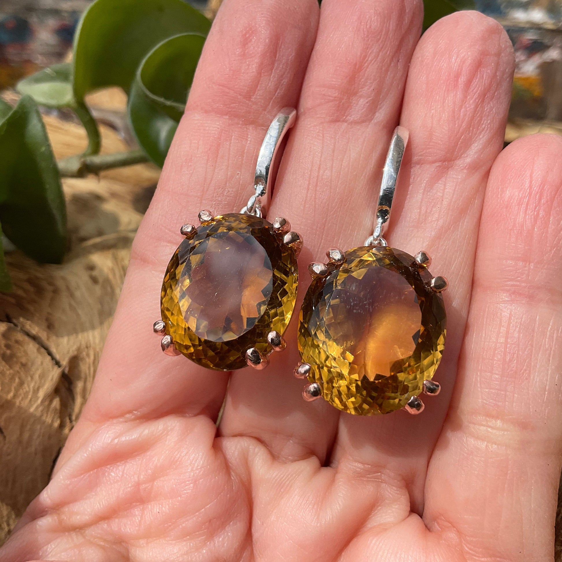 Sterling silver natural citrine 67ct  statement earrings Colors Of Etnika