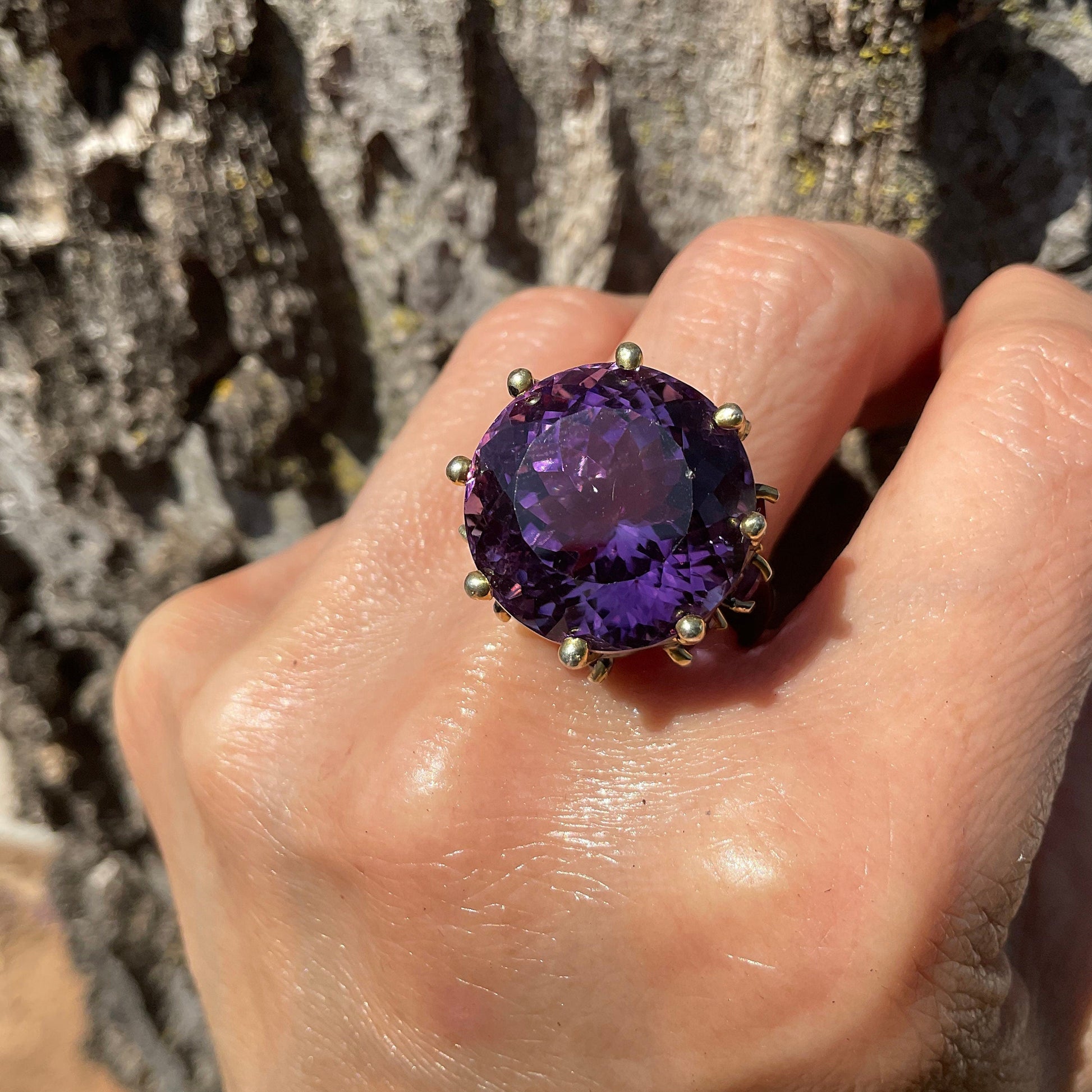 Sterling Silver Statement rhodolite  Amethyst fancy Ring 9 Colors Of Etnika