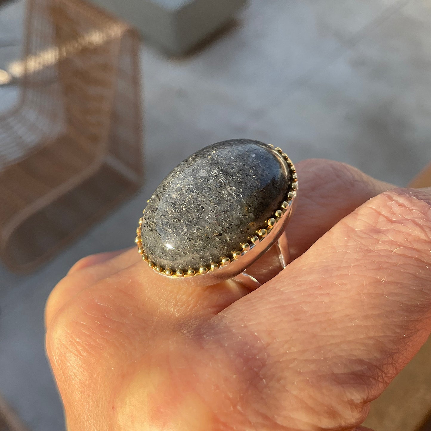 Sterling silver  Sunstone statement  ring 9.5 Colors Of Etnika