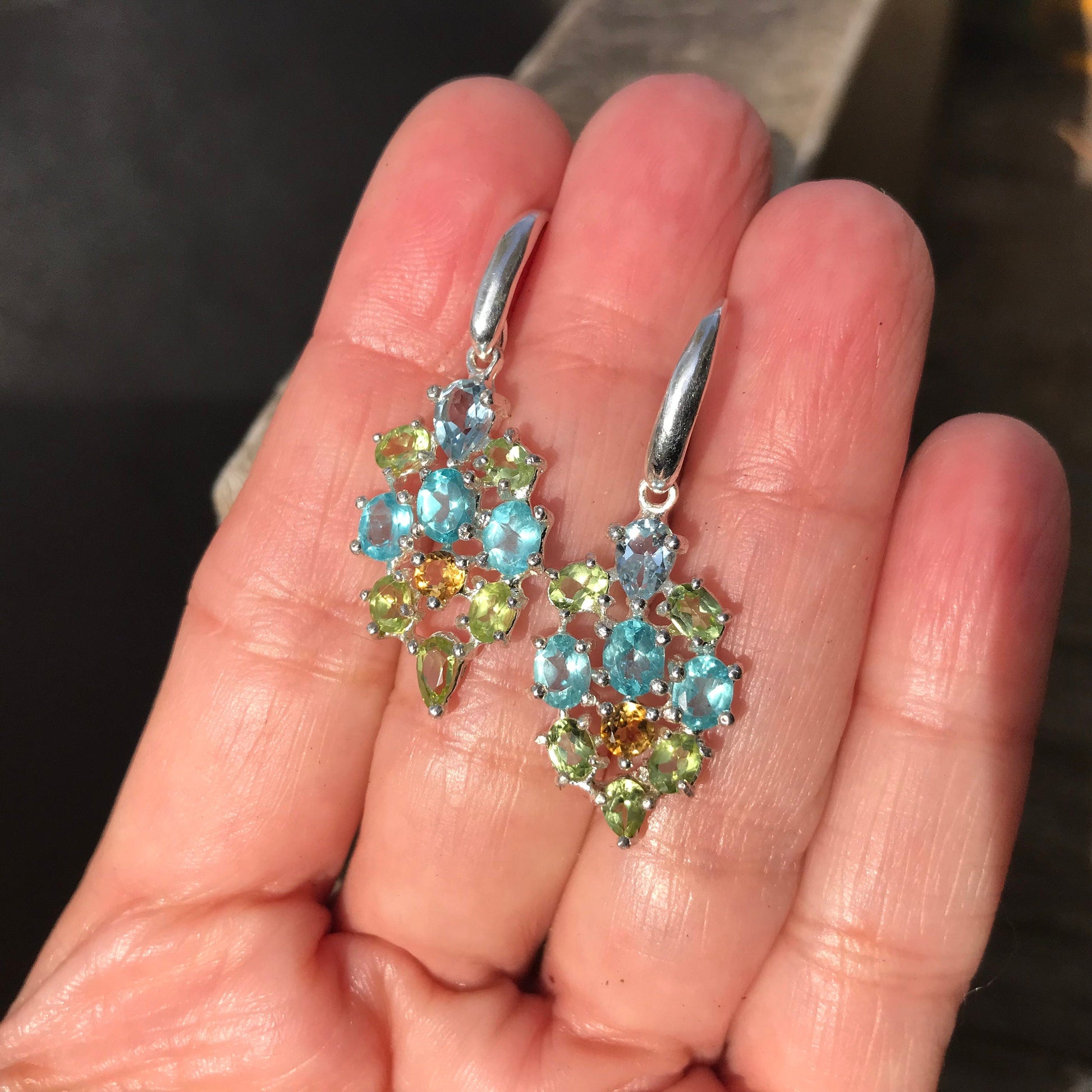 sterling silver topaz citrine apatite dangle Fancy earrings Colors Of Etnika