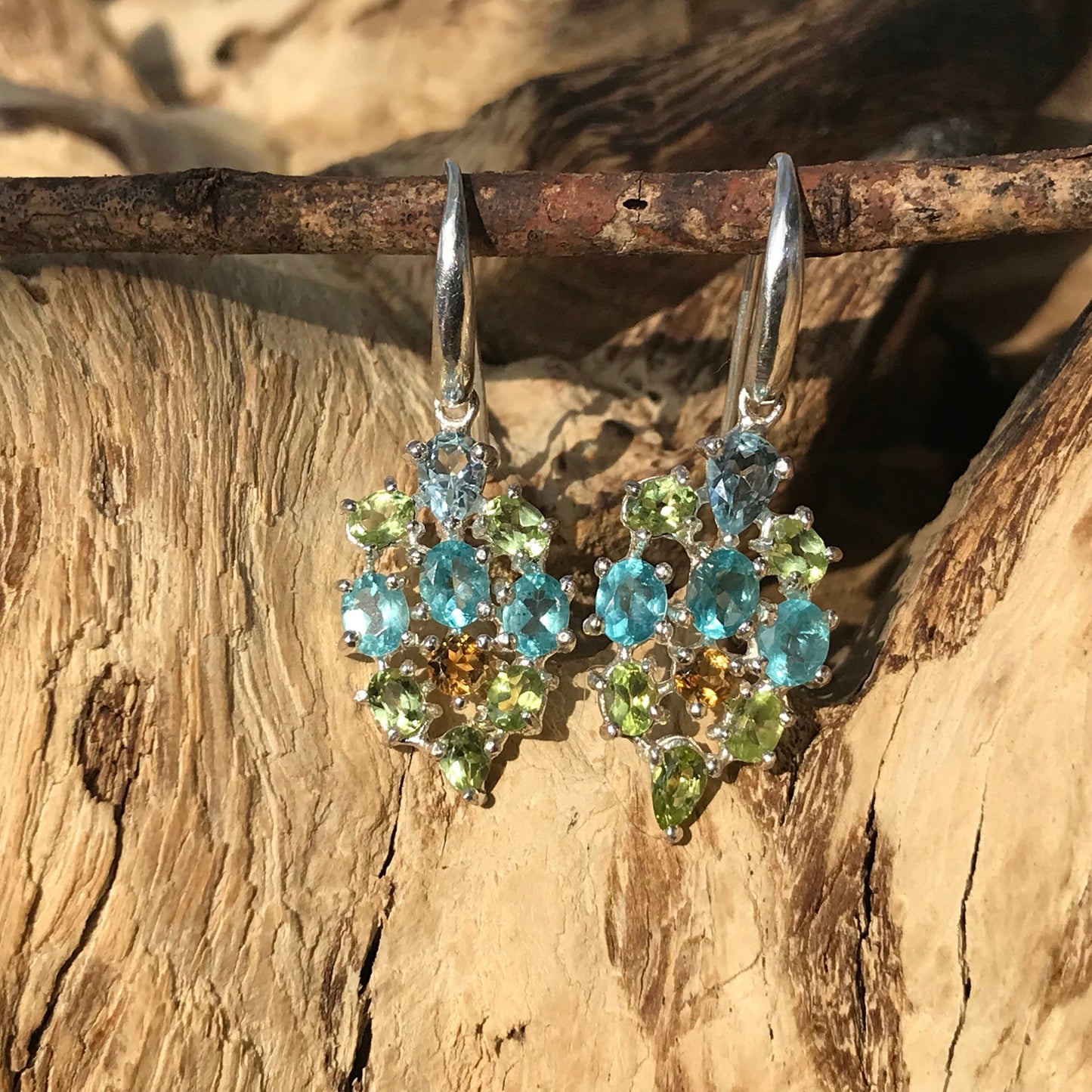 sterling silver topaz citrine apatite dangle Fancy earrings Colors Of Etnika
