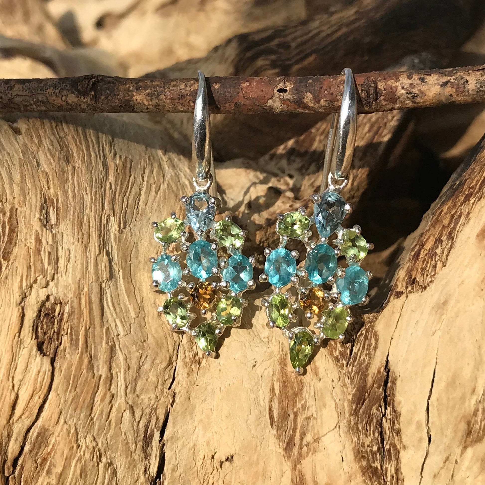 sterling silver topaz citrine apatite dangle Fancy earrings Colors Of Etnika