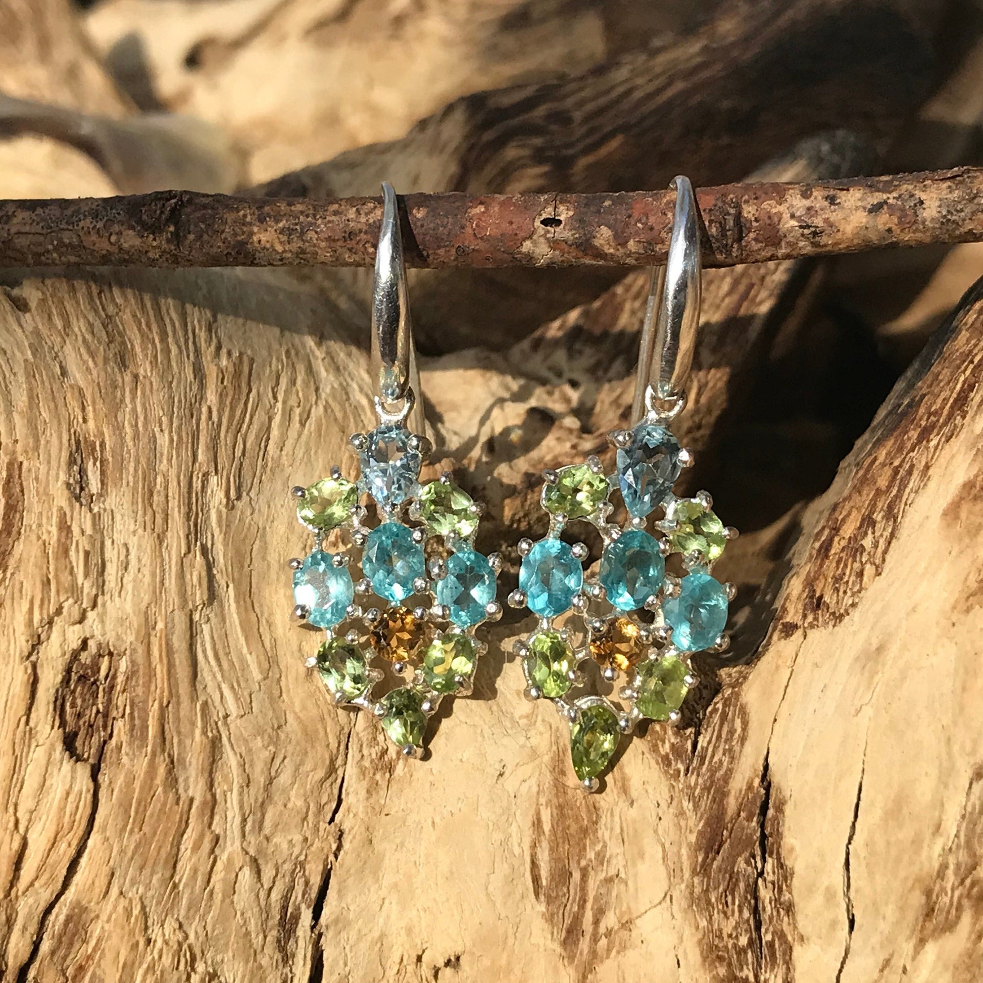 sterling silver topaz citrine apatite dangle Fancy earrings Colors Of Etnika