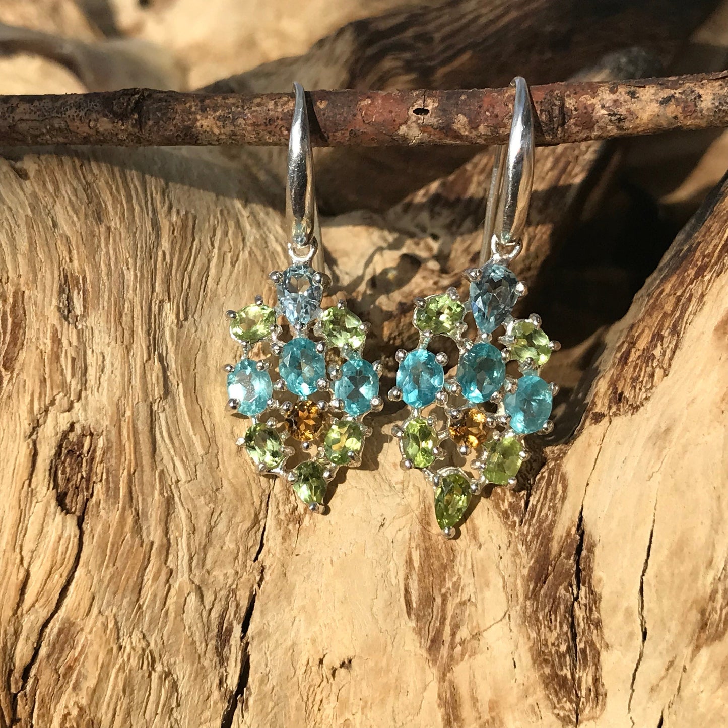sterling silver topaz citrine apatite dangle Fancy earrings Colors Of Etnika