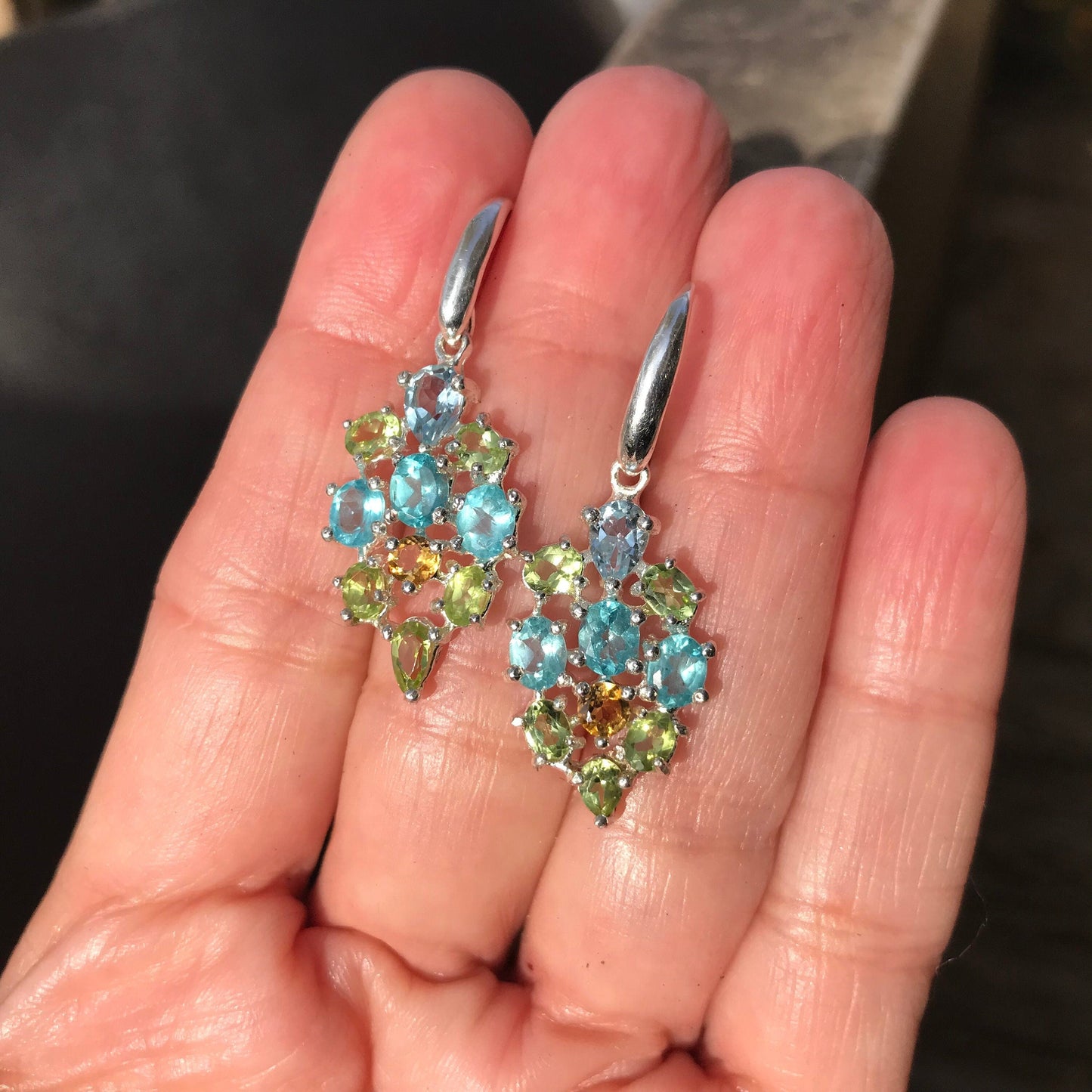 sterling silver topaz citrine apatite dangle Fancy earrings Colors Of Etnika