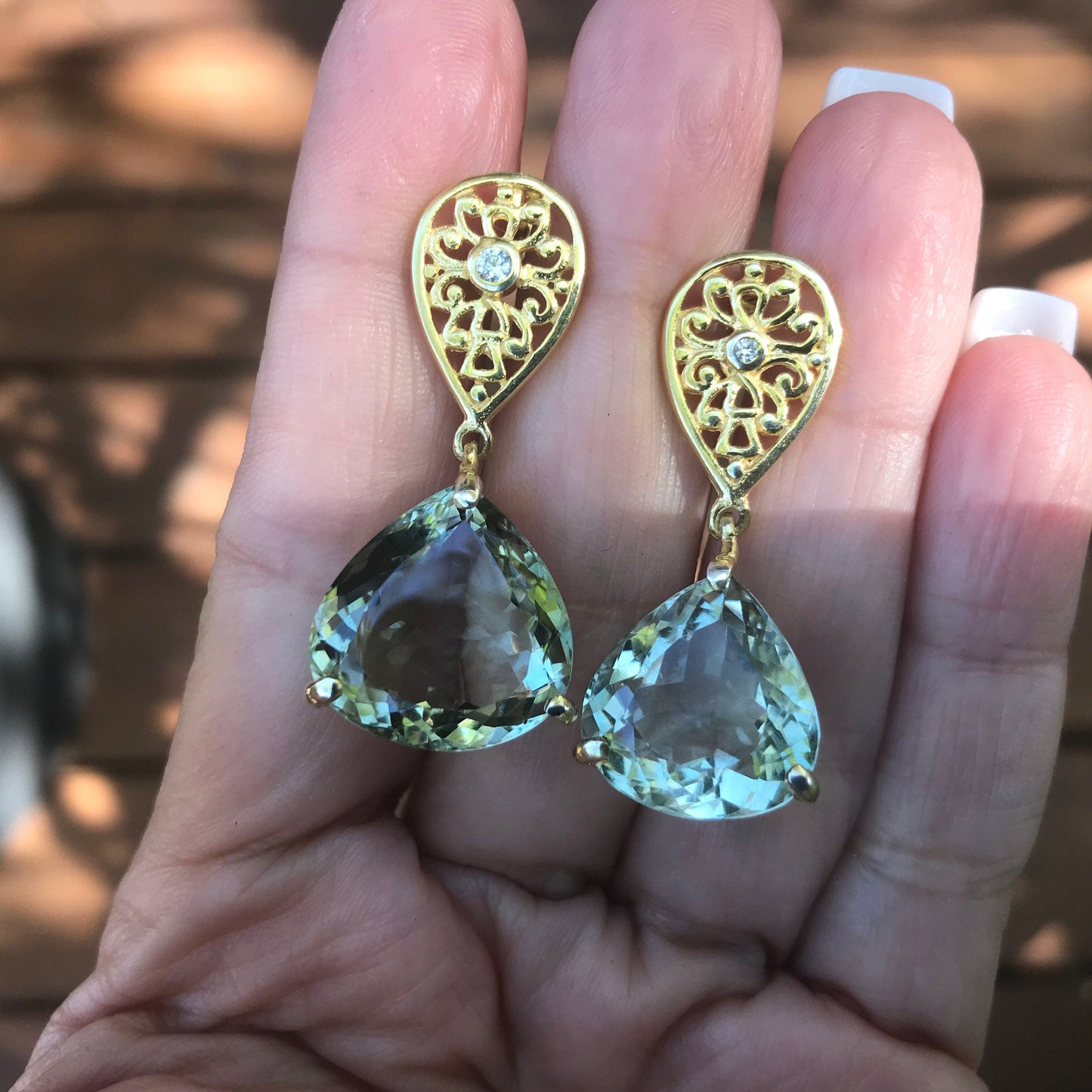 Sterling  silver green amethyst fancy asymmetrical earrings Colors Of Etnika