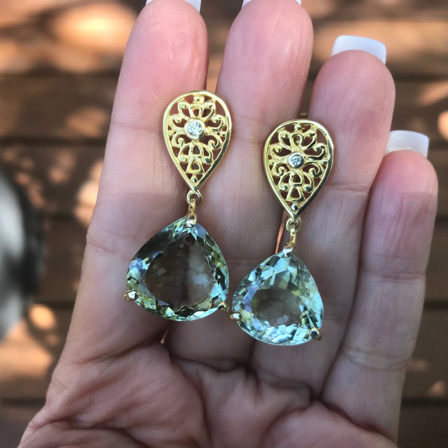 Sterling  silver green amethyst fancy asymmetrical earrings Colors Of Etnika