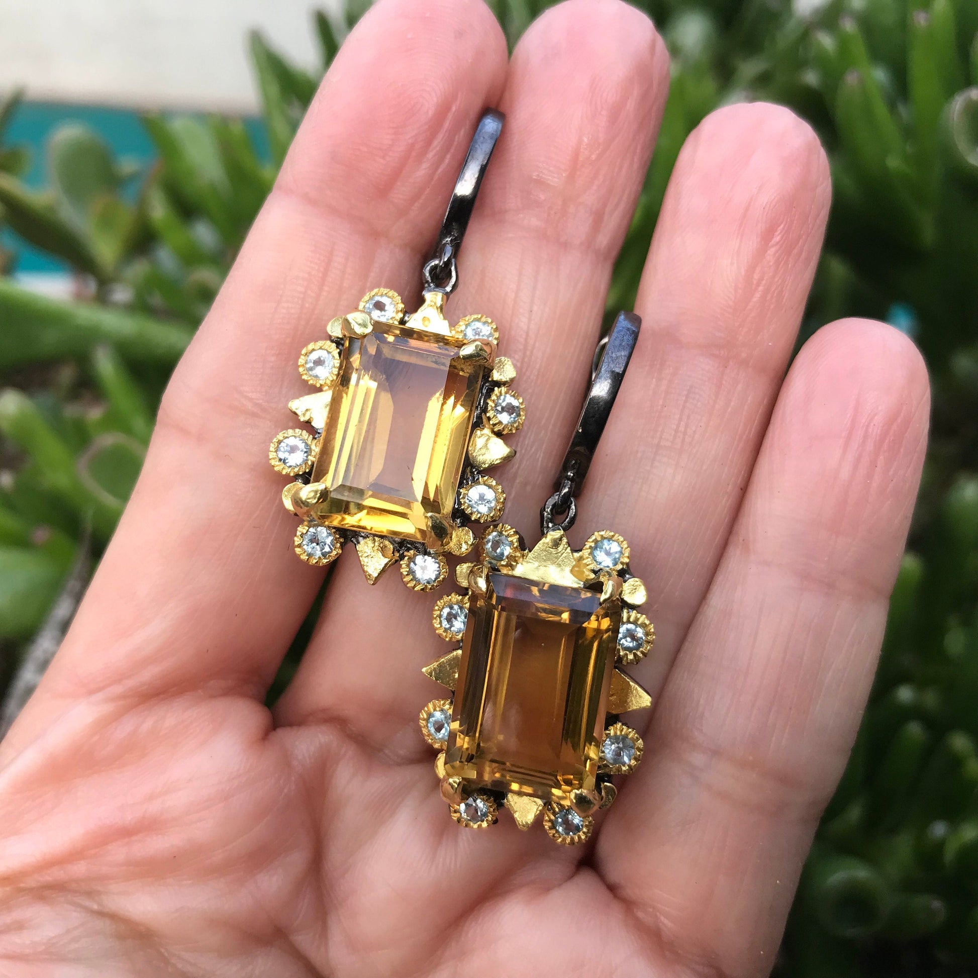 Sterling silver natural citrine topaz statement dangle earrings Colors Of Etnika
