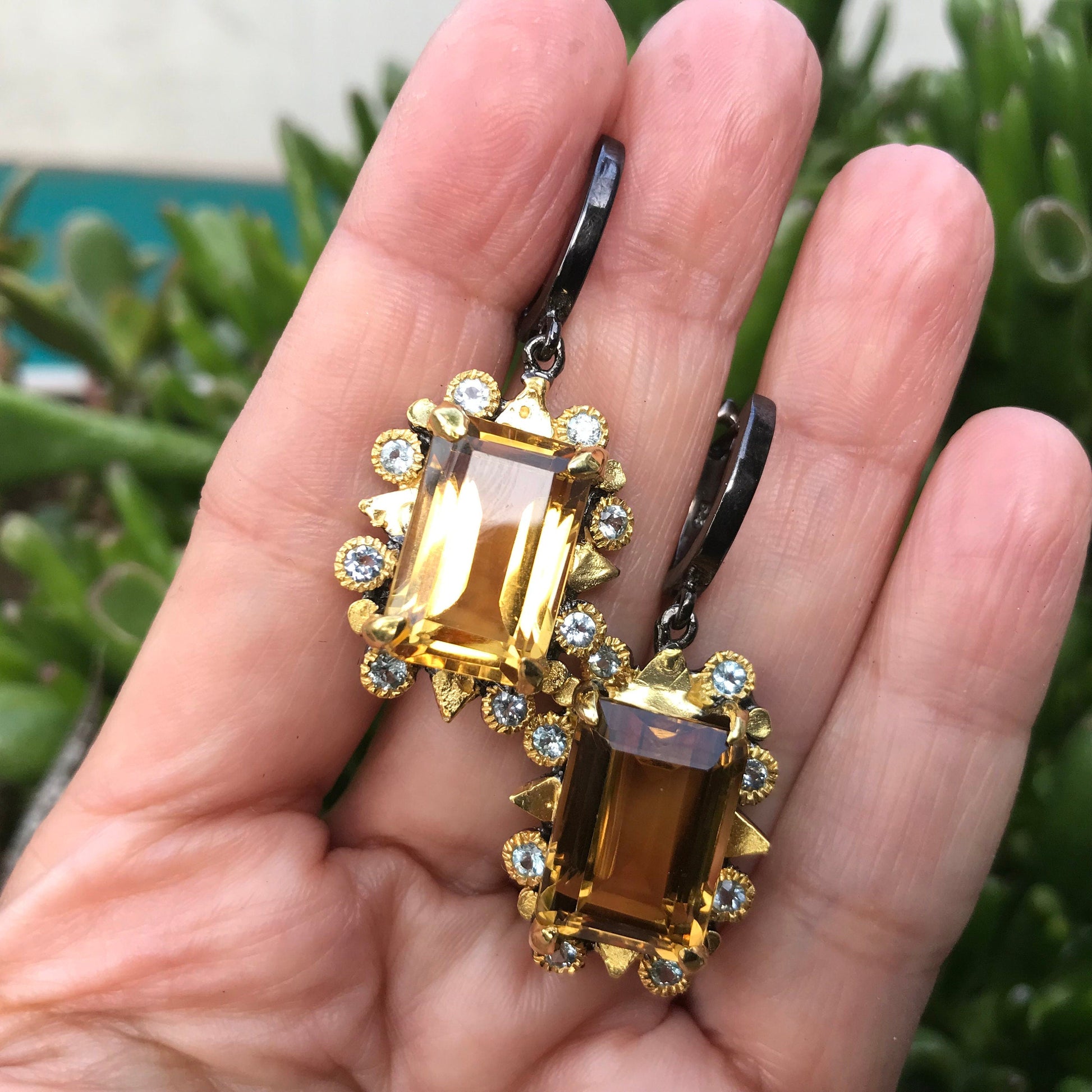 Sterling silver natural citrine topaz statement dangle earrings Colors Of Etnika