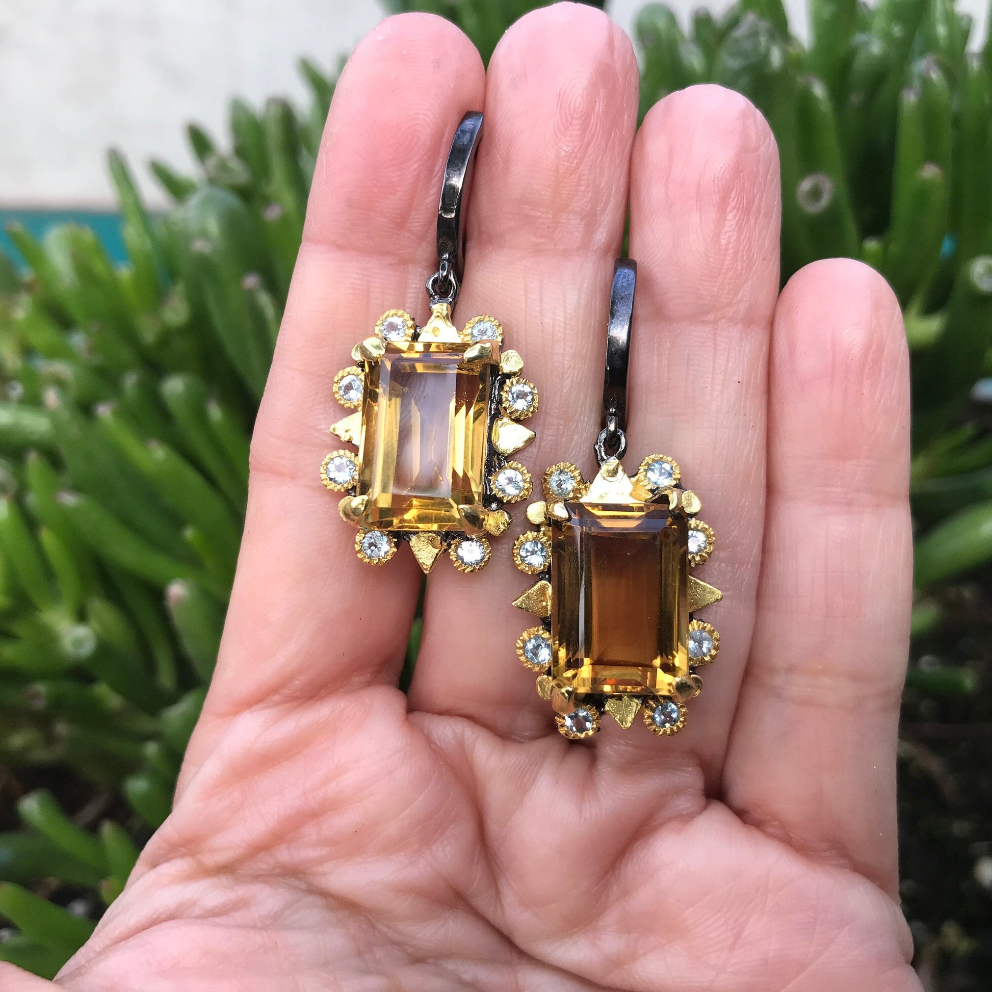 Sterling silver natural citrine topaz statement dangle earrings Colors Of Etnika