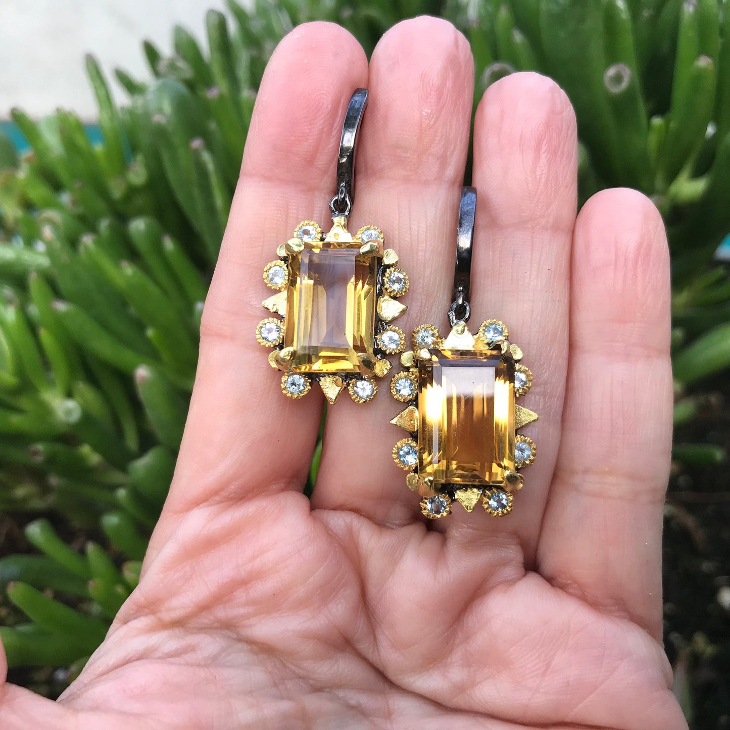 Sterling silver natural citrine topaz statement dangle earrings Colors Of Etnika