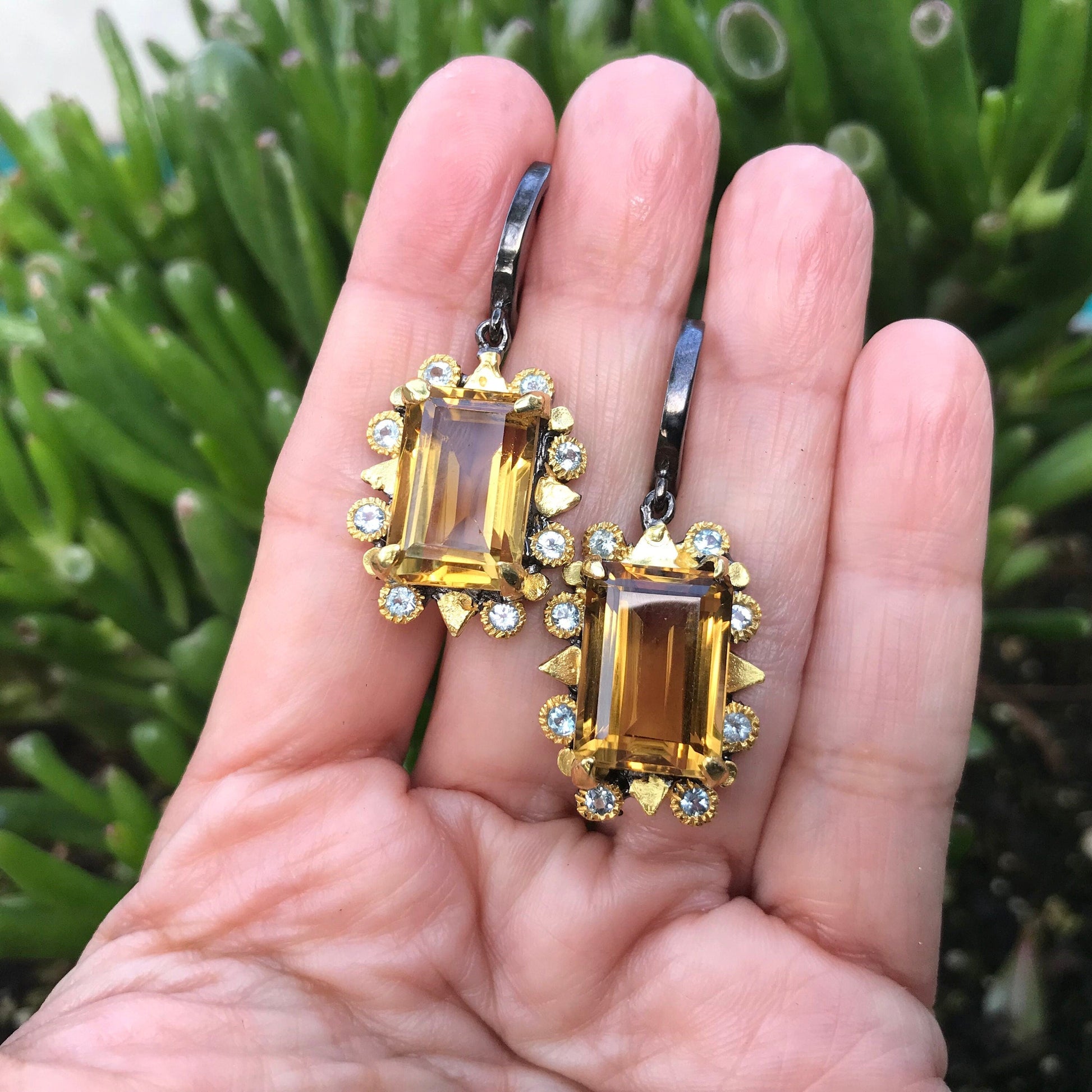 Sterling silver natural citrine topaz statement dangle earrings Colors Of Etnika