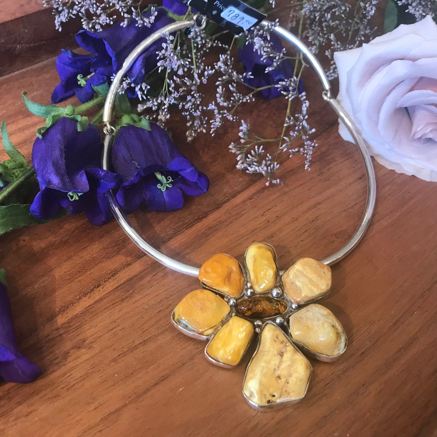 Sterling Silver necklace pendant with choker amber with Etsy rule compliance Colors Of Etnika