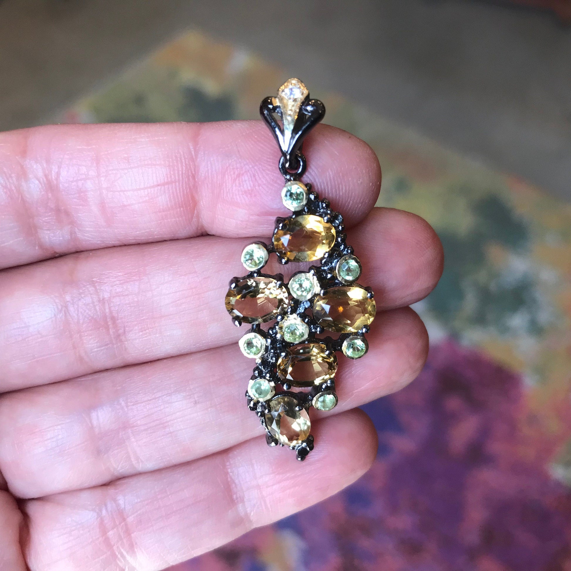 sterling silver Natural Citrine peridot  pendant for necklace Colors Of Etnika