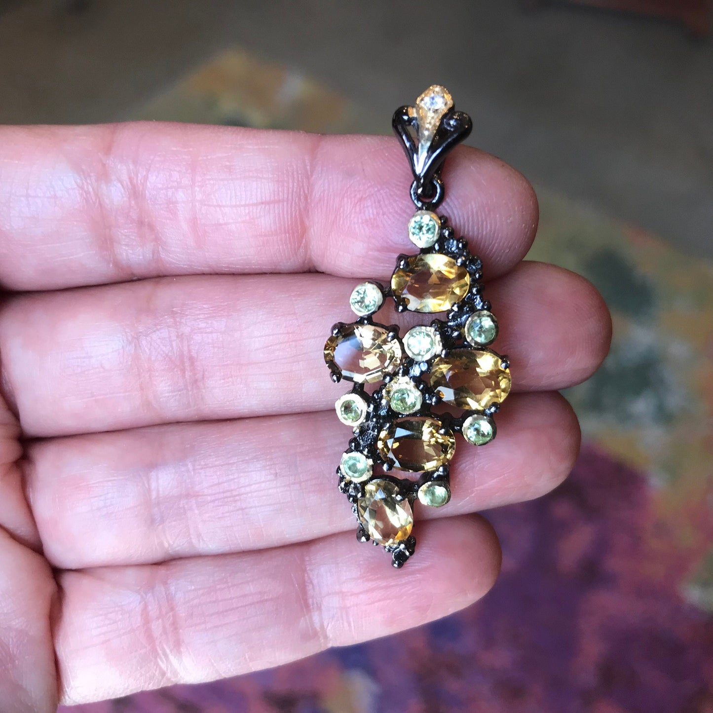sterling silver Natural Citrine peridot  pendant for necklace Colors Of Etnika